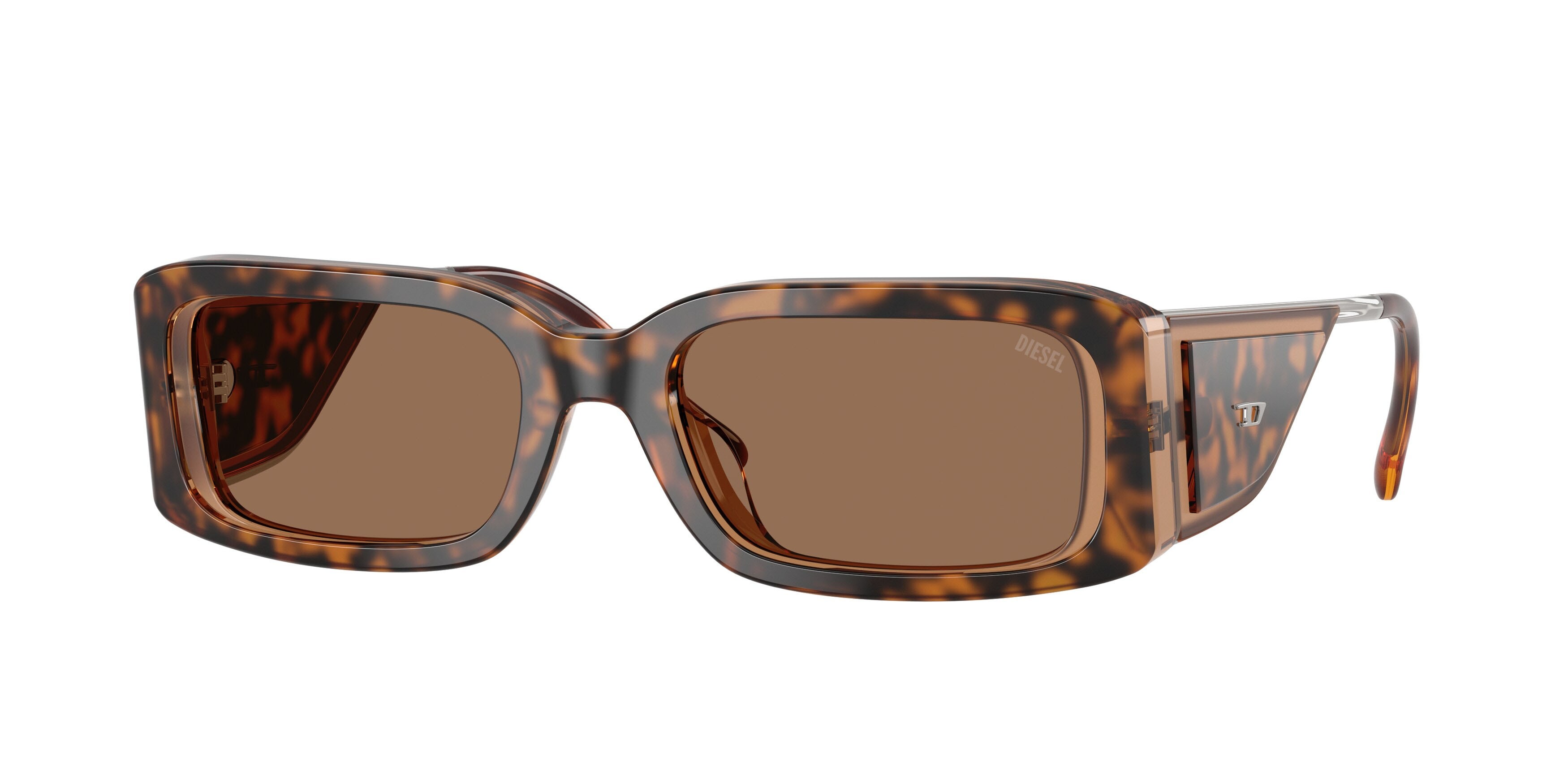 Sunglasses Diesel DL 2017U (205073) color havana bistrato shape rectangle lenses marrone scuro