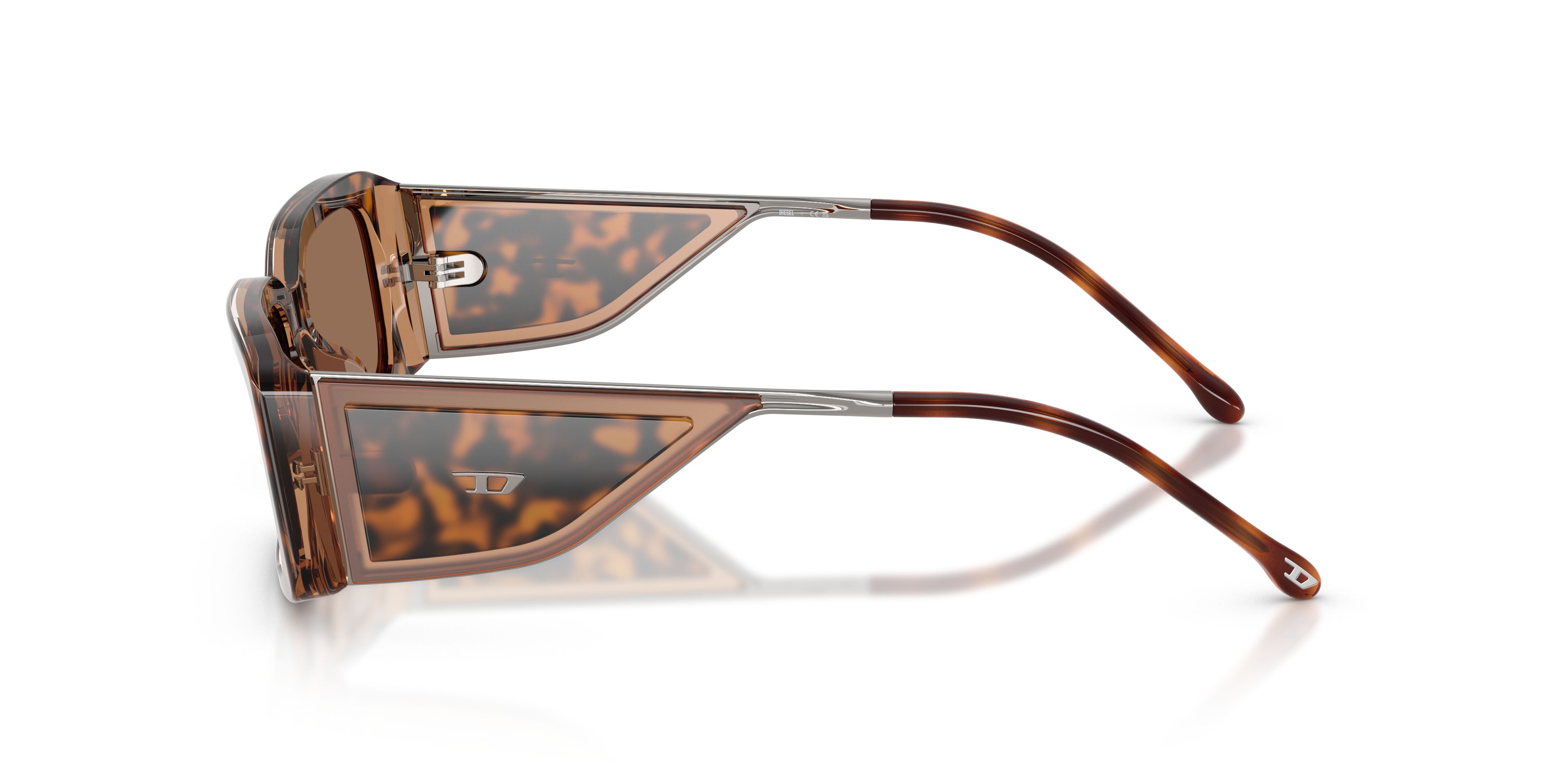 Sunglasses Diesel DL 2017U (205073) color havana bistrato shape rectangle lenses marrone scuro