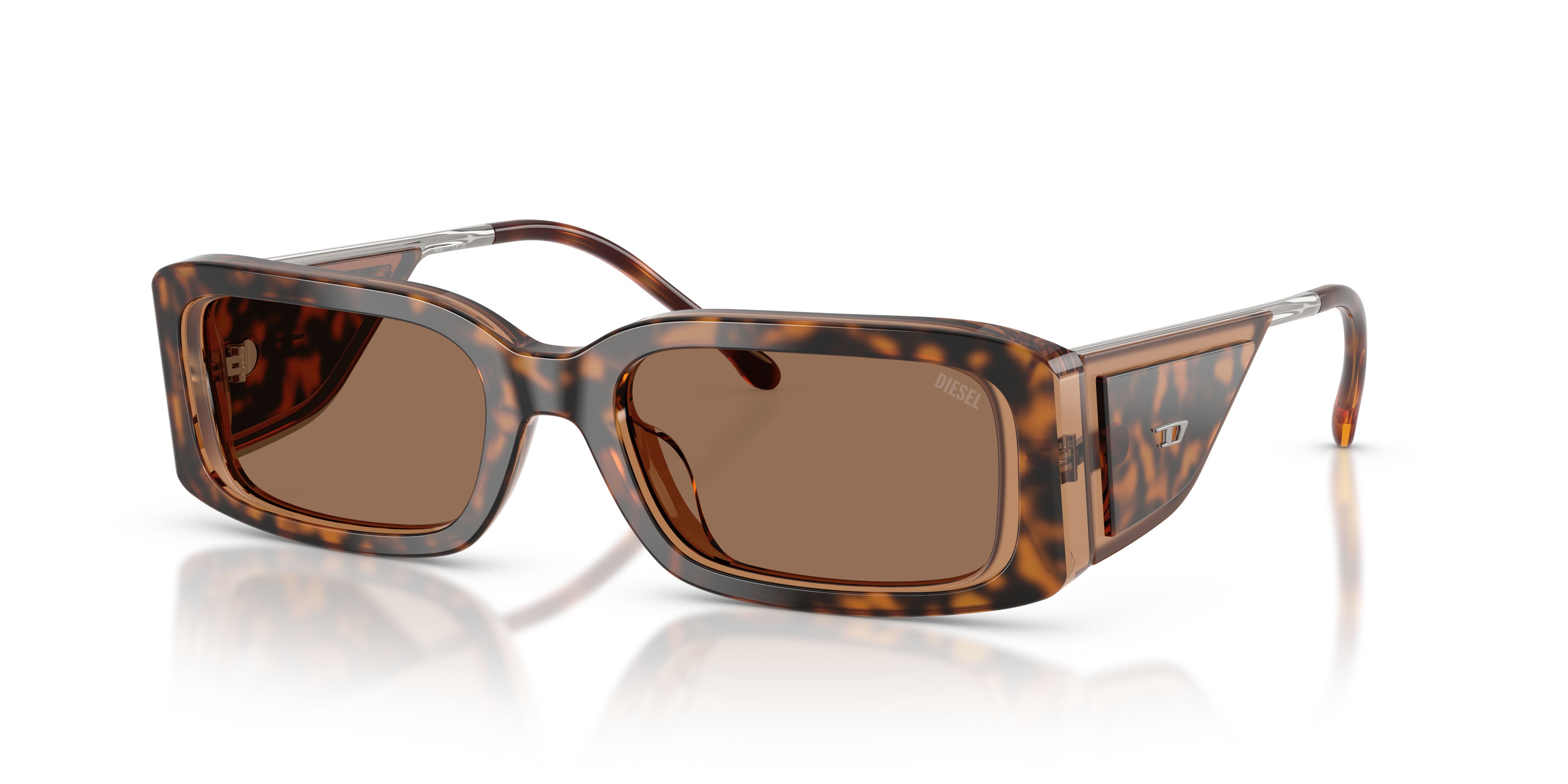 Sunglasses Diesel DL 2017U (205073) color havana bistrato shape rectangle lenses marrone scuro
