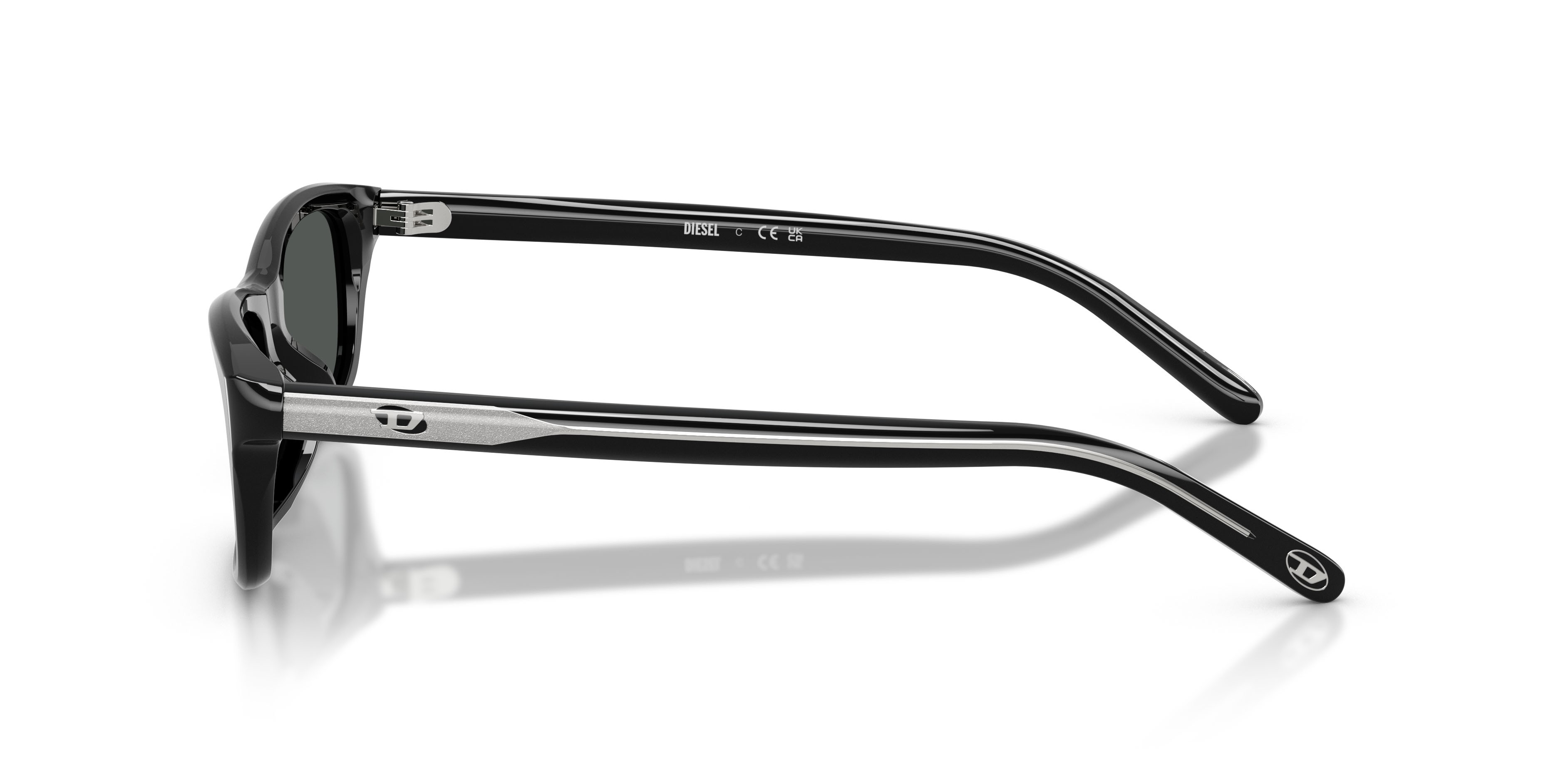 Sunglasses Diesel DL 2018F (200187) color nero a tinta unita shape rectangle lenses nero a tinta unita