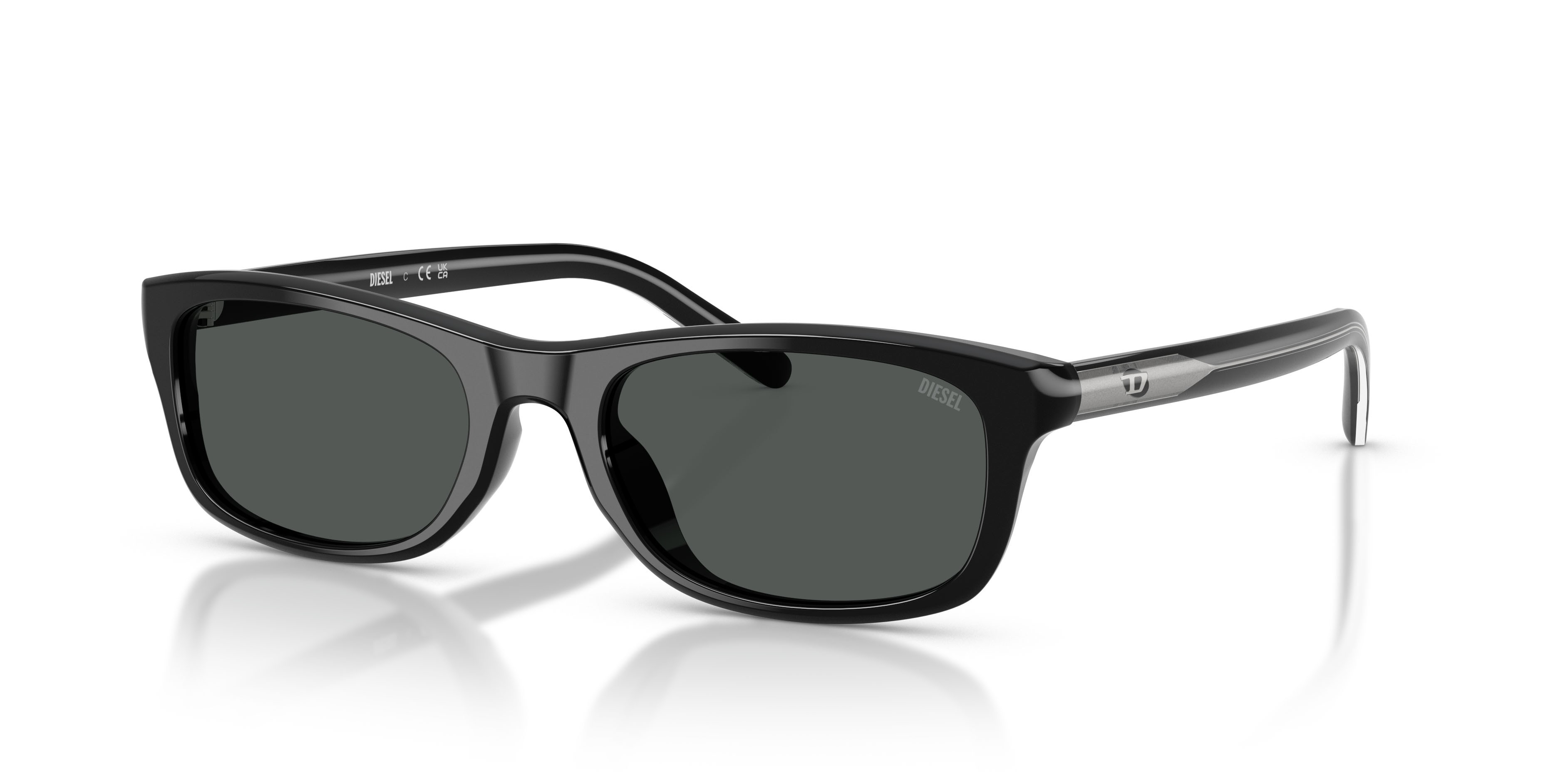 Sunglasses Diesel DL 2018F (200187) color nero a tinta unita shape rectangle lenses nero a tinta unita