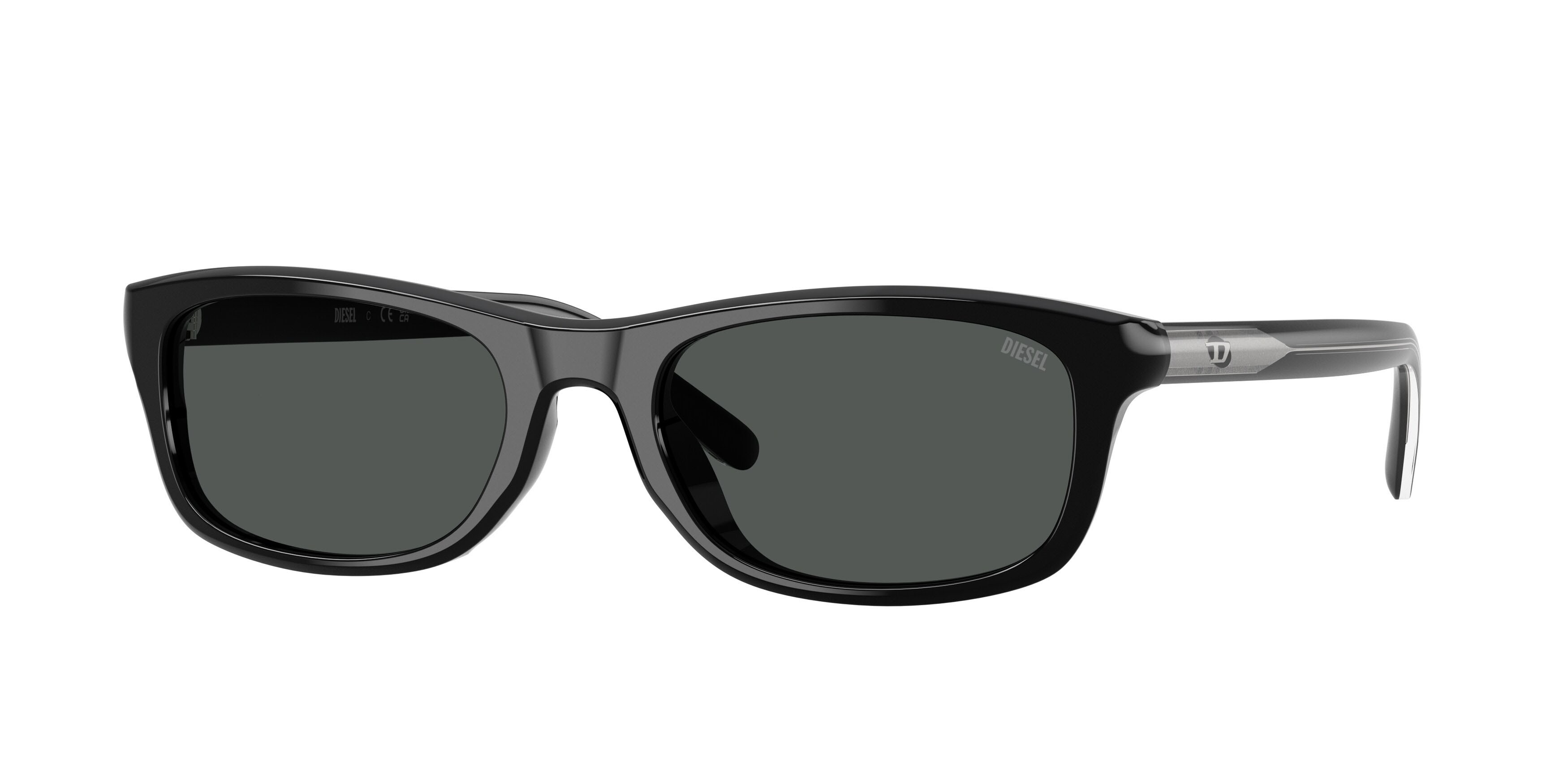 Sunglasses Diesel DL 2018U (200187) color nero a tinta unita shape rectangle lenses nero a tinta unita