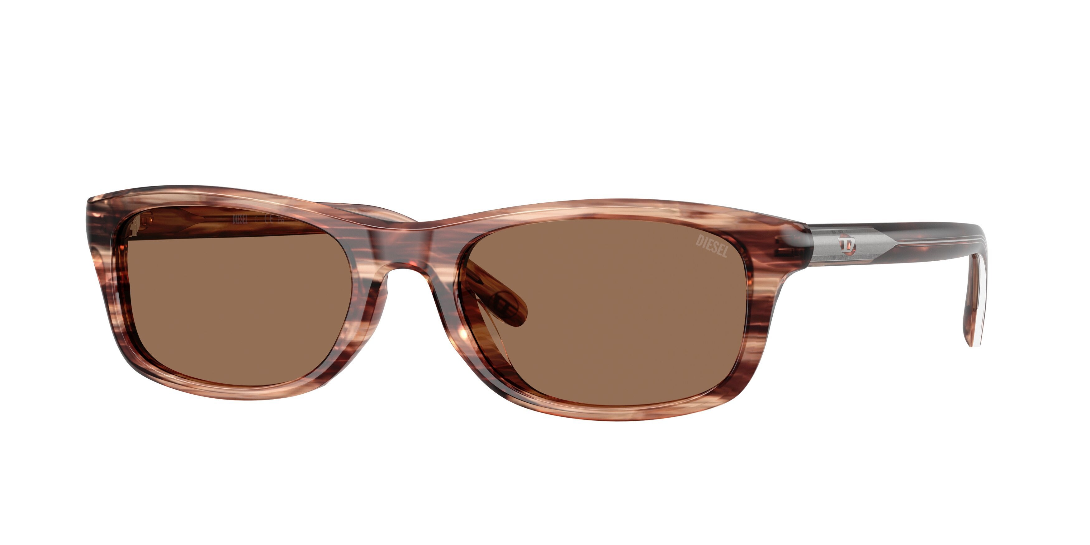 Sunglasses Diesel DL 2018U (203673) color marrone striato shape rectangle lenses marrone scuro
