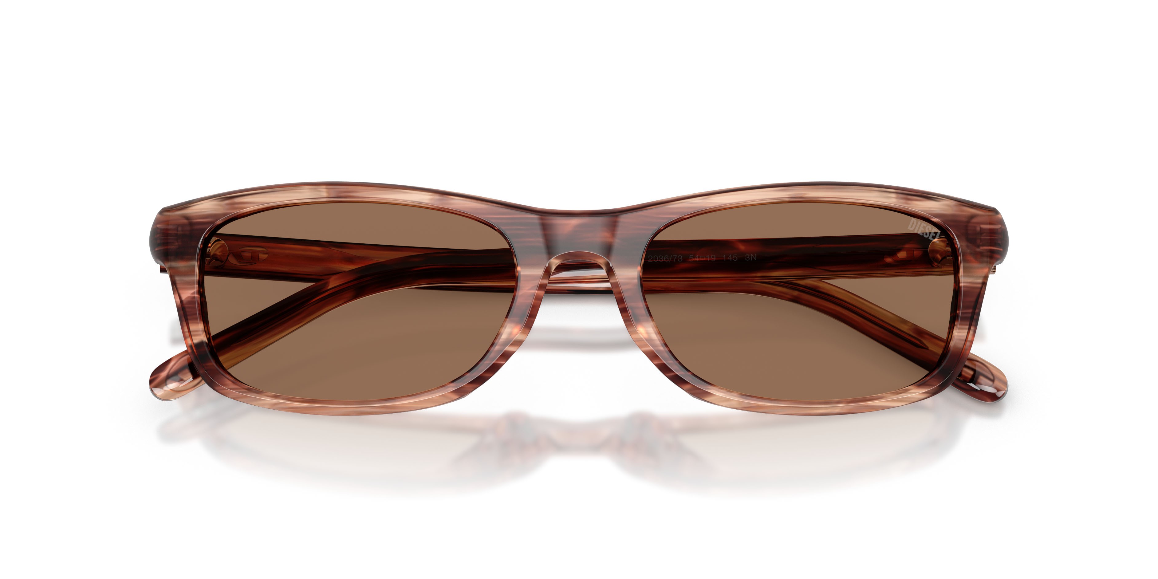 Sunglasses Diesel DL 2018U (203673) color marrone striato shape rectangle lenses marrone scuro