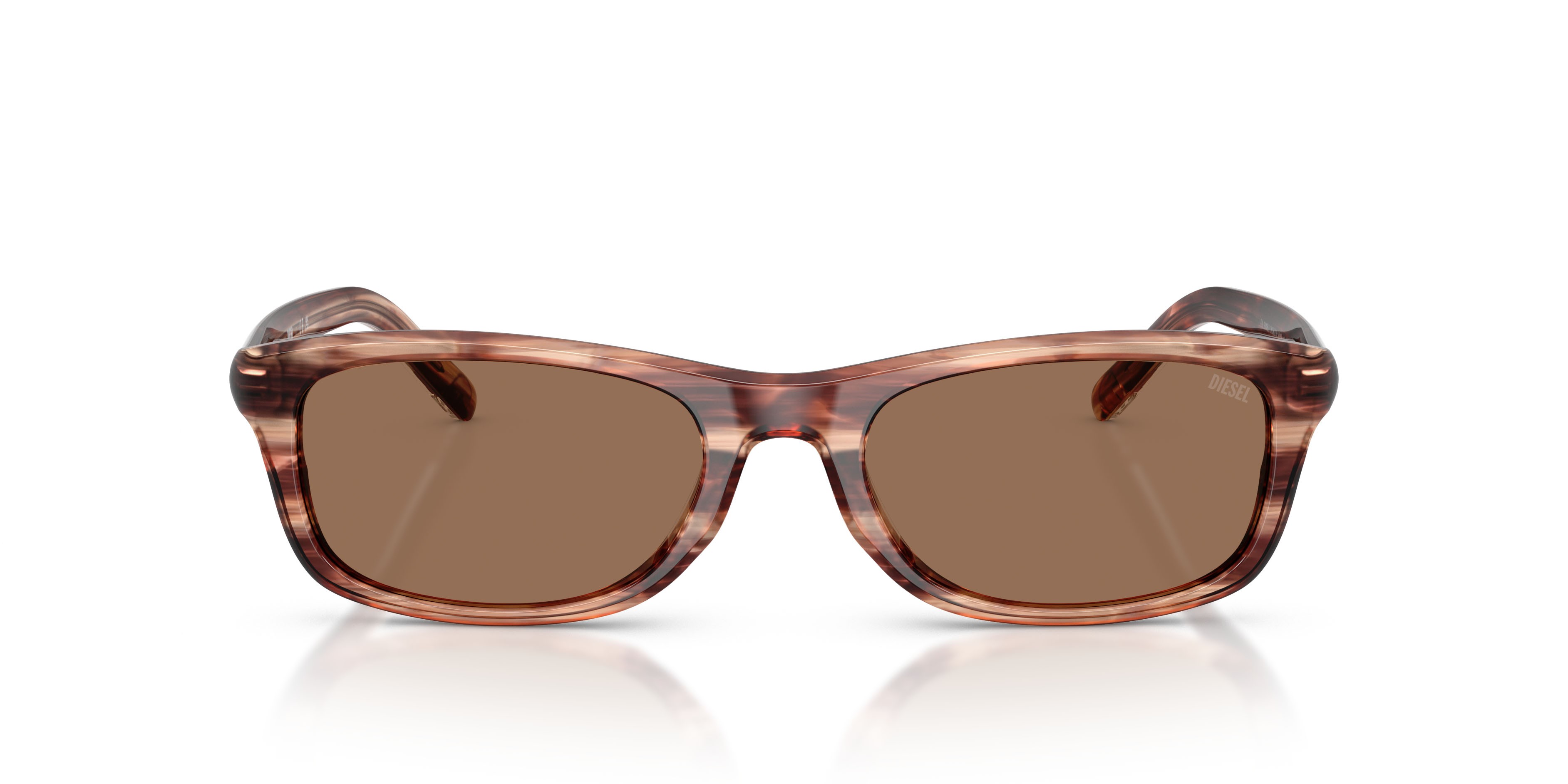 Sunglasses Diesel DL 2018U (203673) color marrone striato shape rectangle lenses marrone scuro