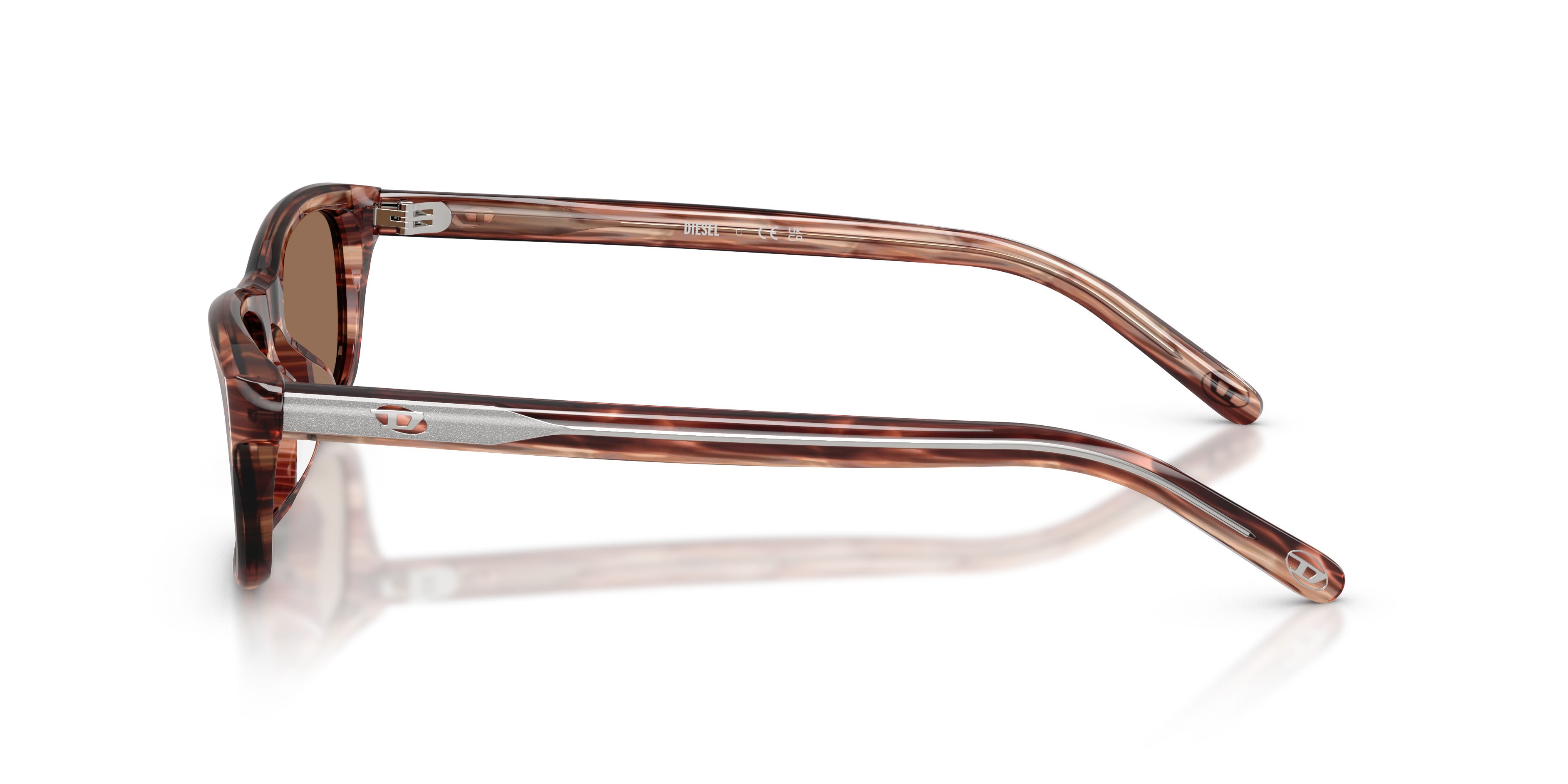Sunglasses Diesel DL 2018U (203673) color marrone striato shape rectangle lenses marrone scuro