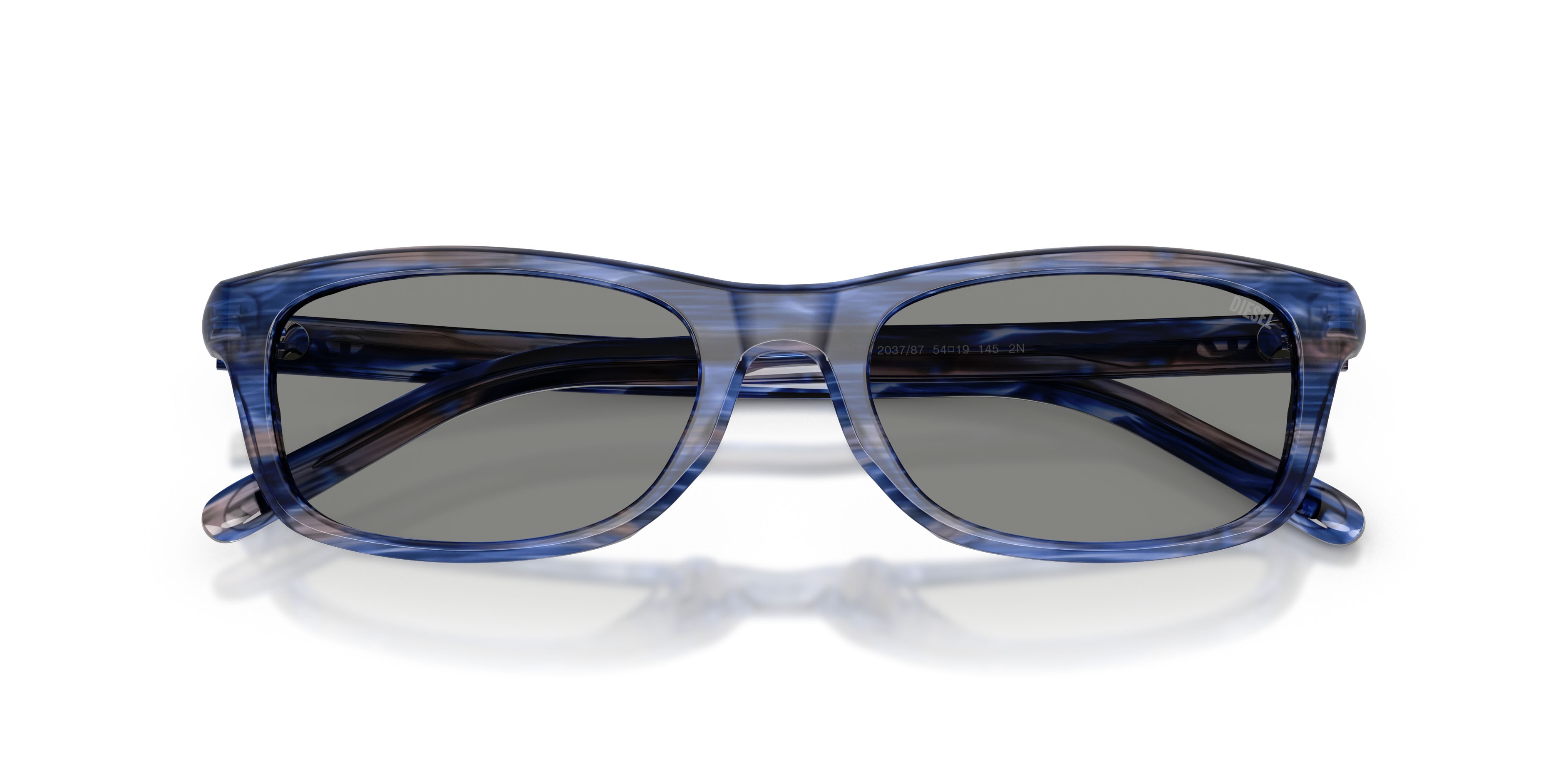 Occhiali da sole Diesel DL 2018U (203787) colore blu striato forma rettangolare lenti grigio