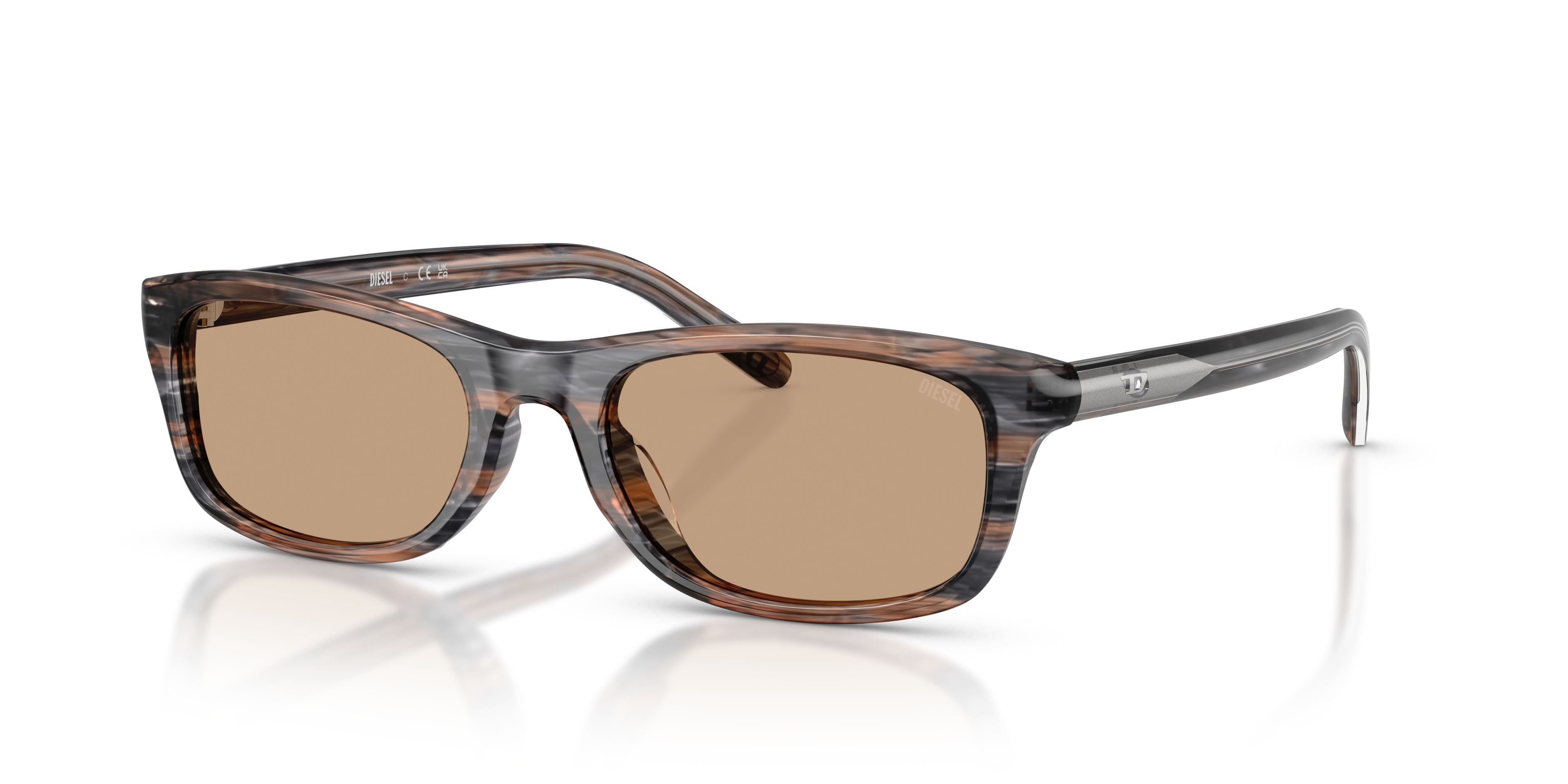 Occhiali da sole Diesel DL 2018U (203963) colore striated grey forma rettangolare lenti marrone chiaro