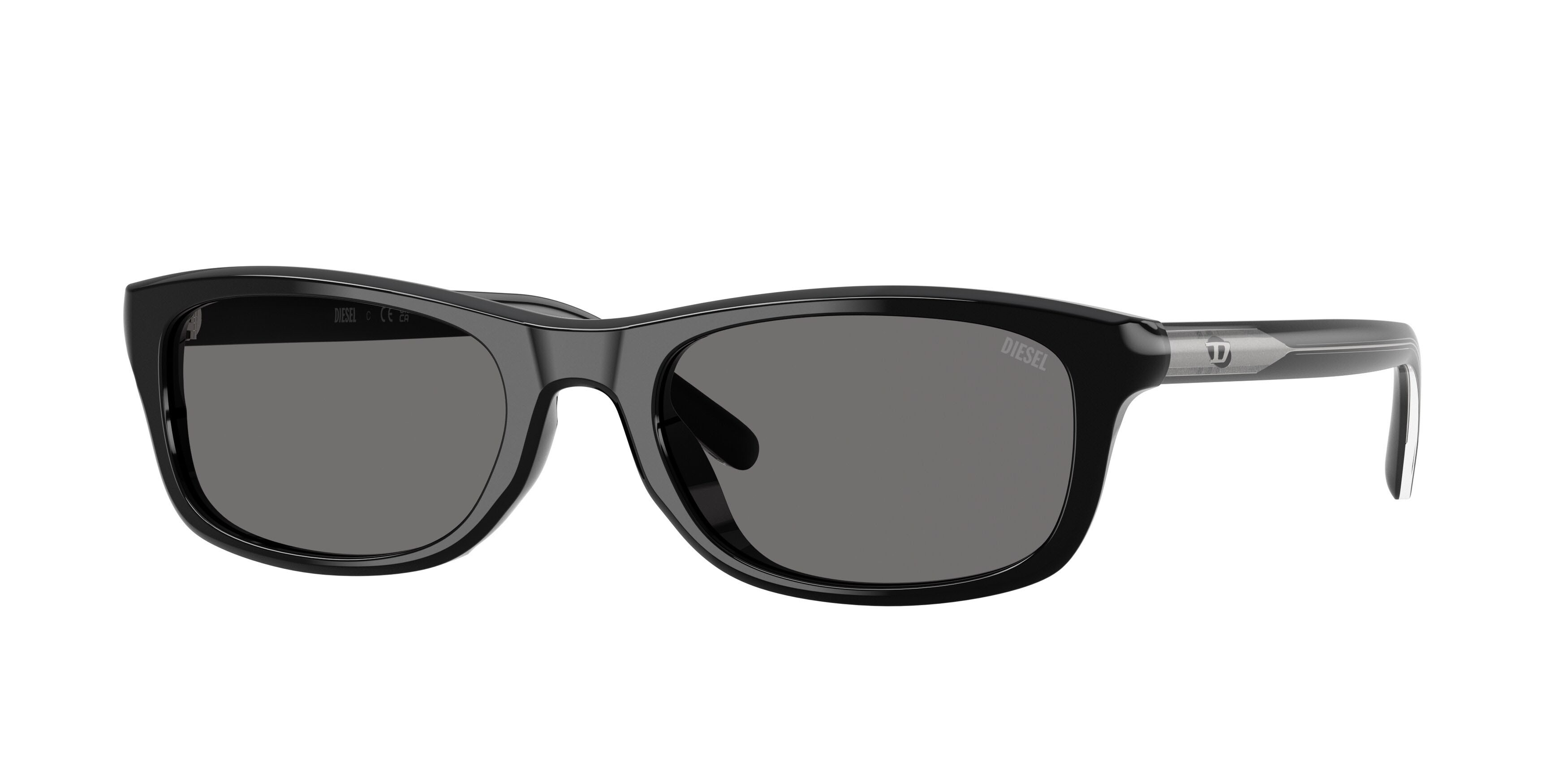 Sunglasses Diesel DL 2018U (206581) color nero a tinta unita shape rectangle lenses polarized grigio scuro
