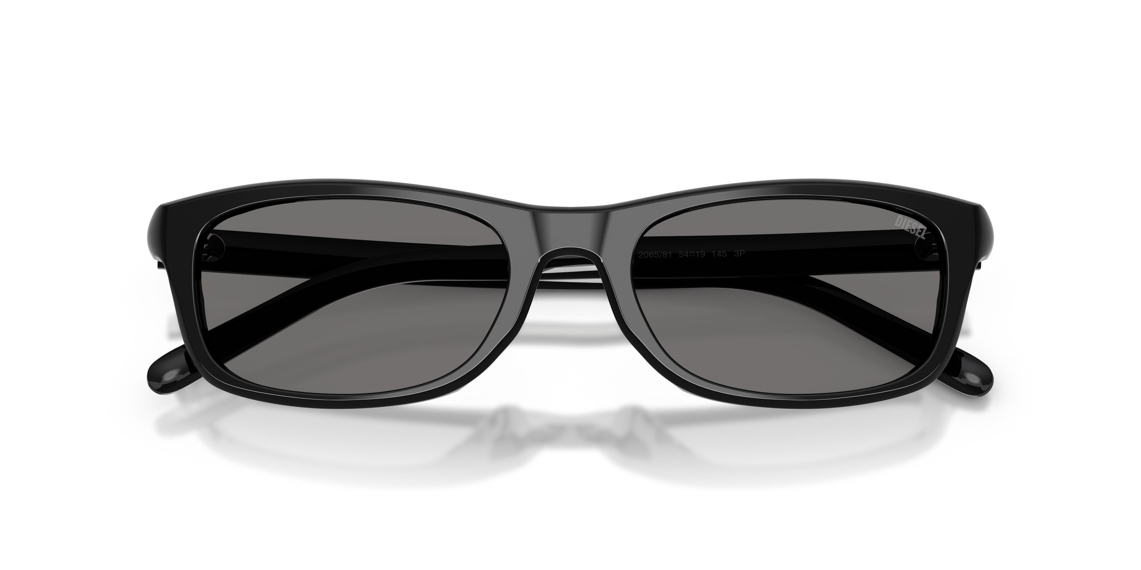 Sunglasses Diesel DL 2018U (206581) color nero a tinta unita shape rectangle lenses polarized grigio scuro