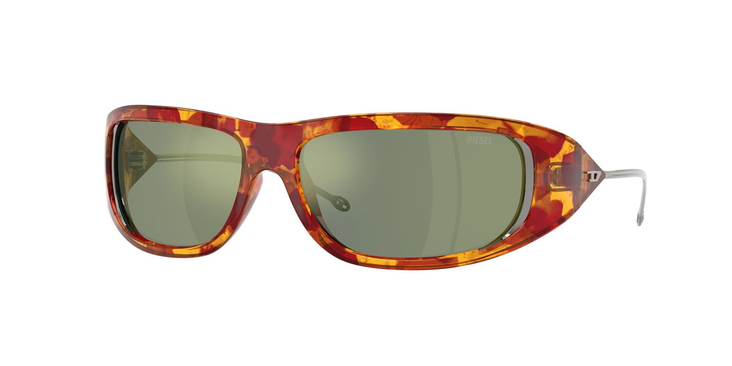 Sunglasses Diesel DL 3001 (20236R) color havana rosso shape oval lenses verde a specchio