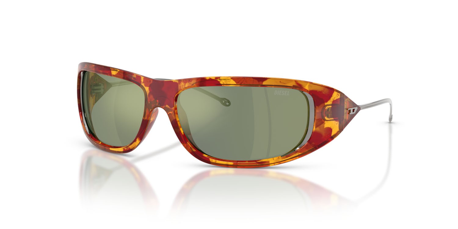 Sunglasses Diesel DL 3001 (20236R) color havana rosso shape oval lenses verde a specchio