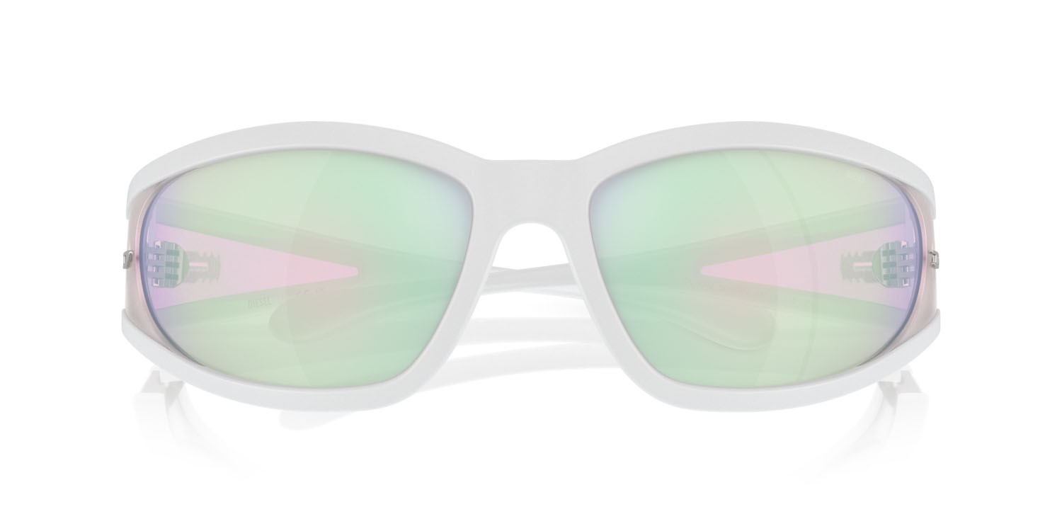 Occhiali da sole Diesel DL 3002 (504S6V) colore bianco opaco forma quadrato lenti bubble