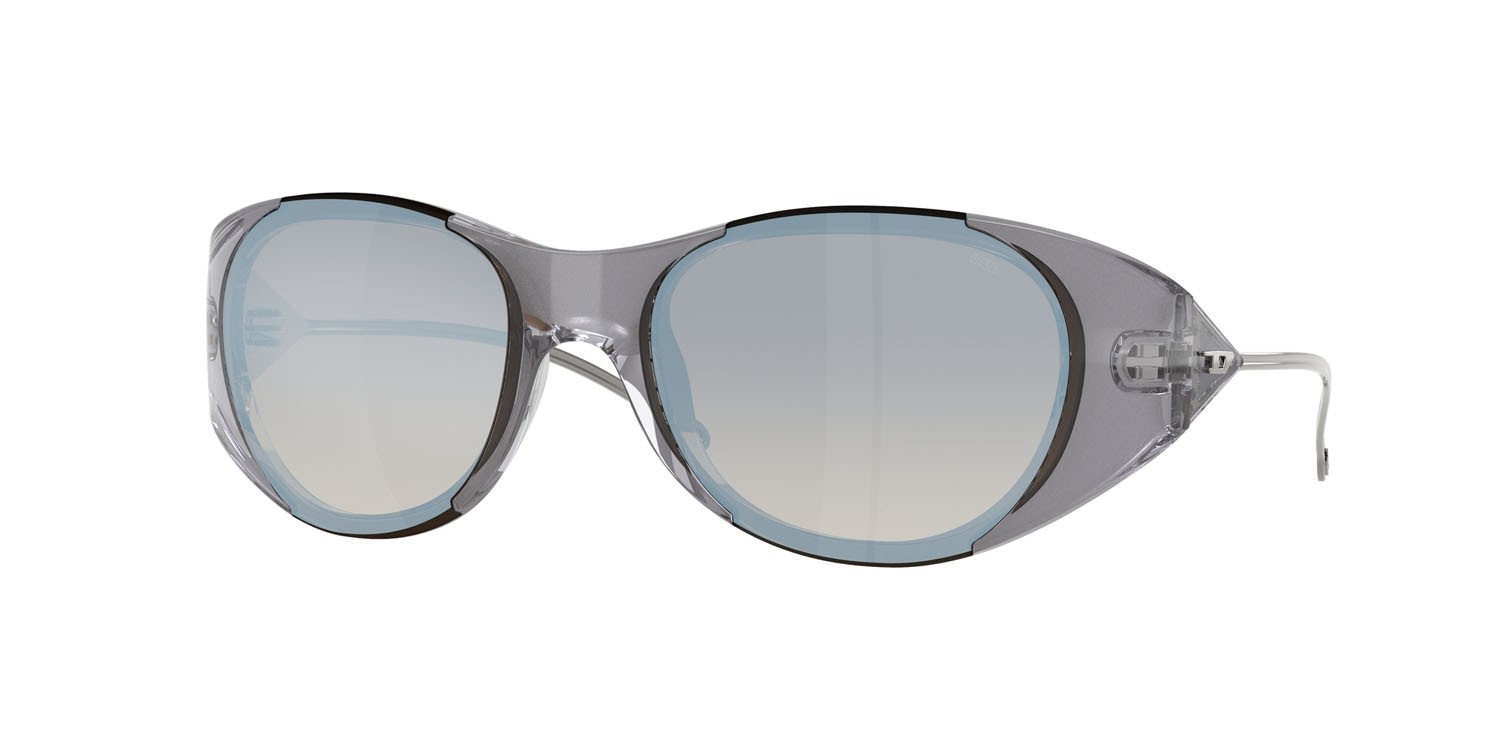 Sunglasses Diesel DL 3003 (507/B8) color grigio metallizzato shape oval lenses marrone sfumato argento a specchio