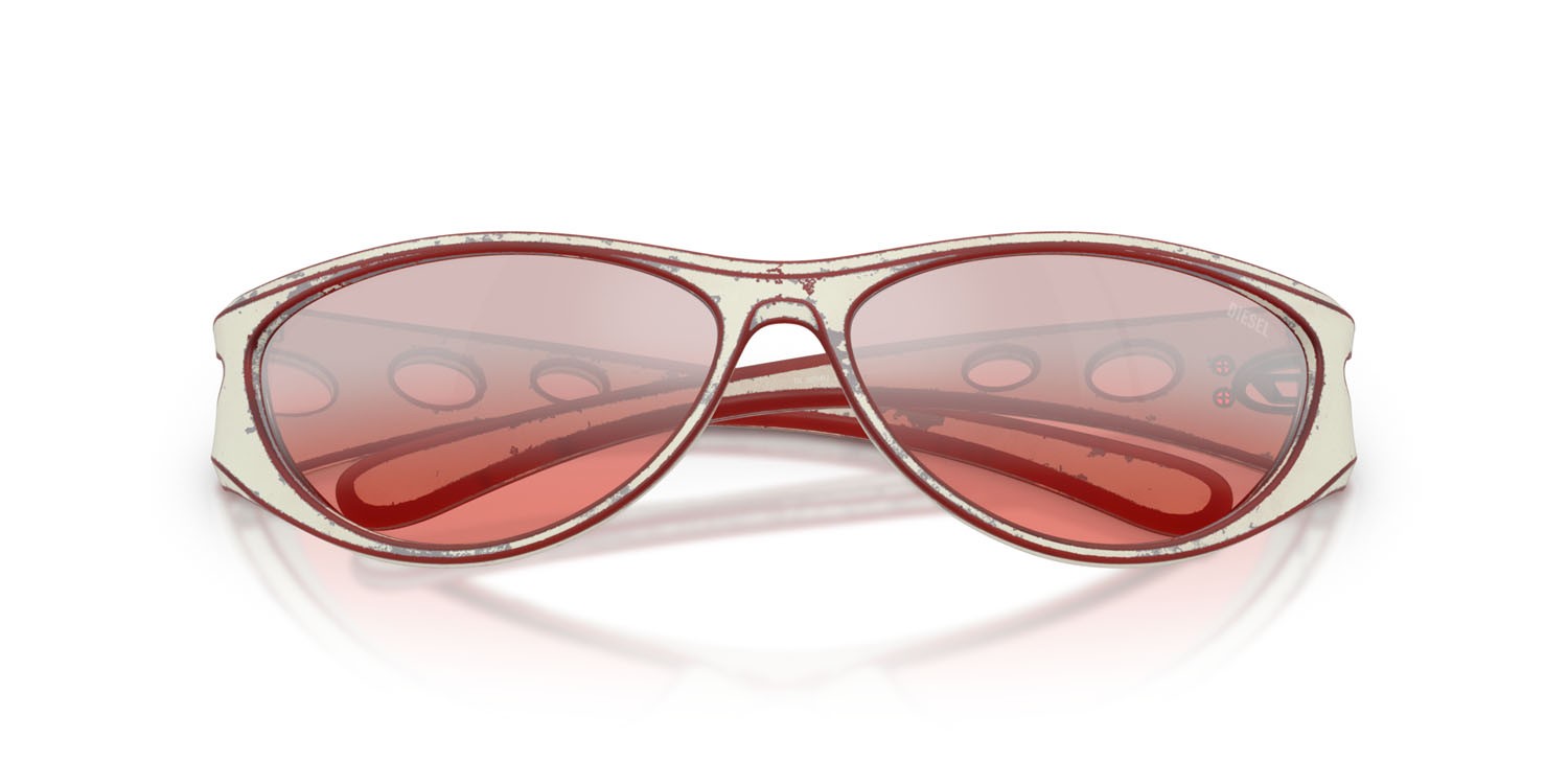 Sunglasses Diesel DL 3004U (20107E) color white barrelling red shape cat eye lenses rosso sfumato a specchio