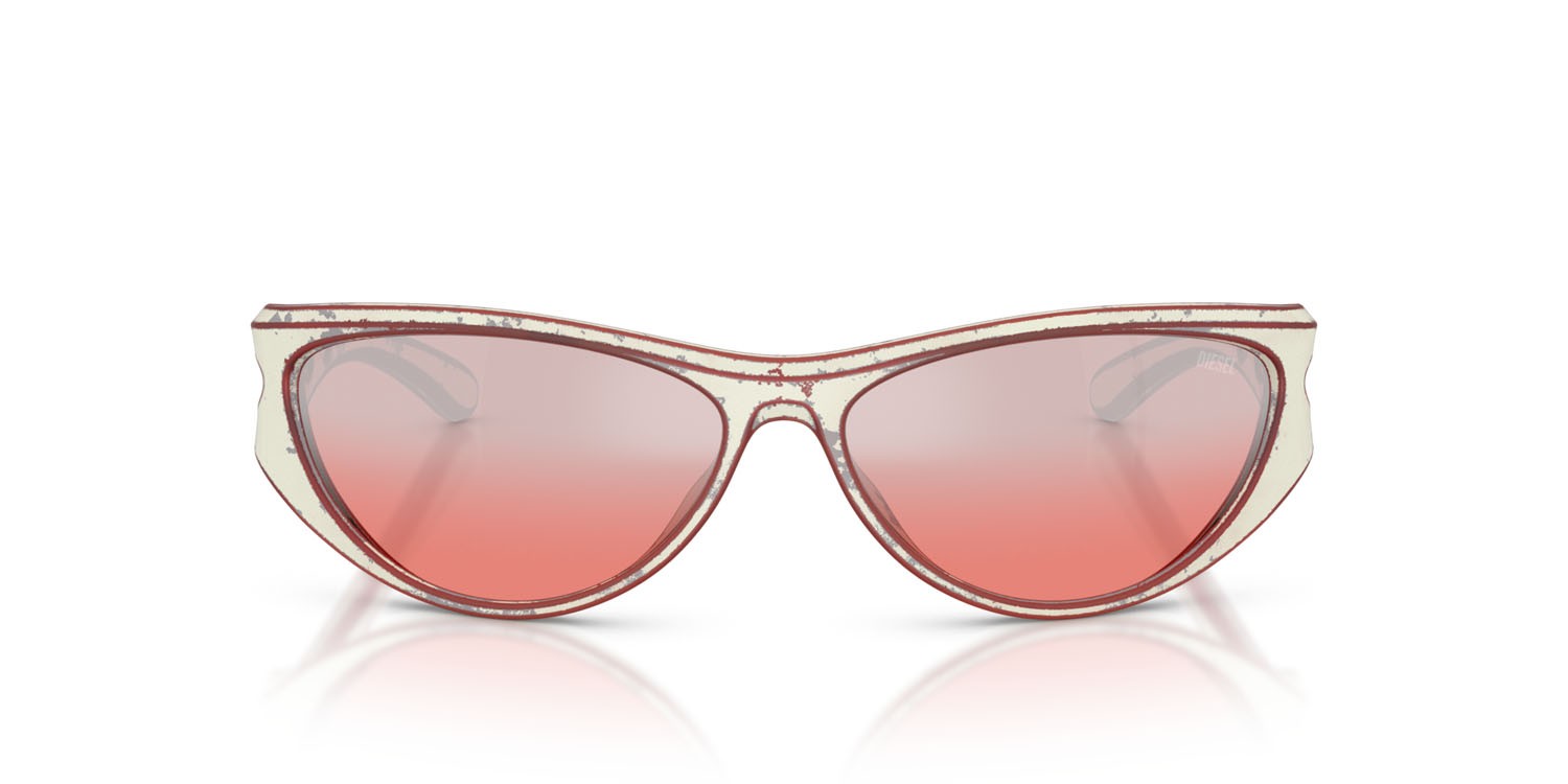 Sunglasses Diesel DL 3004U (20107E) color white barrelling red shape cat eye lenses rosso sfumato a specchio