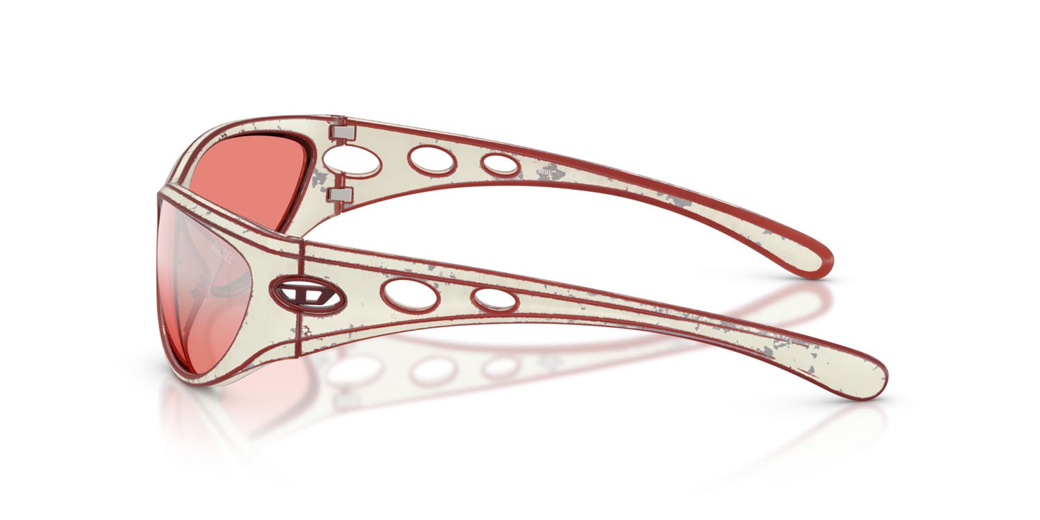 Sunglasses Diesel DL 3004U (20107E) color white barrelling red shape cat eye lenses rosso sfumato a specchio