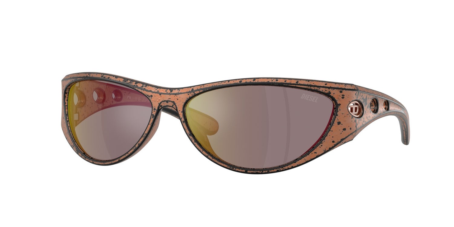 Occhiali da sole Diesel DL 3004U (20114Z) colore bronze barrelling black forma cat eye lenti bronzo a specchio