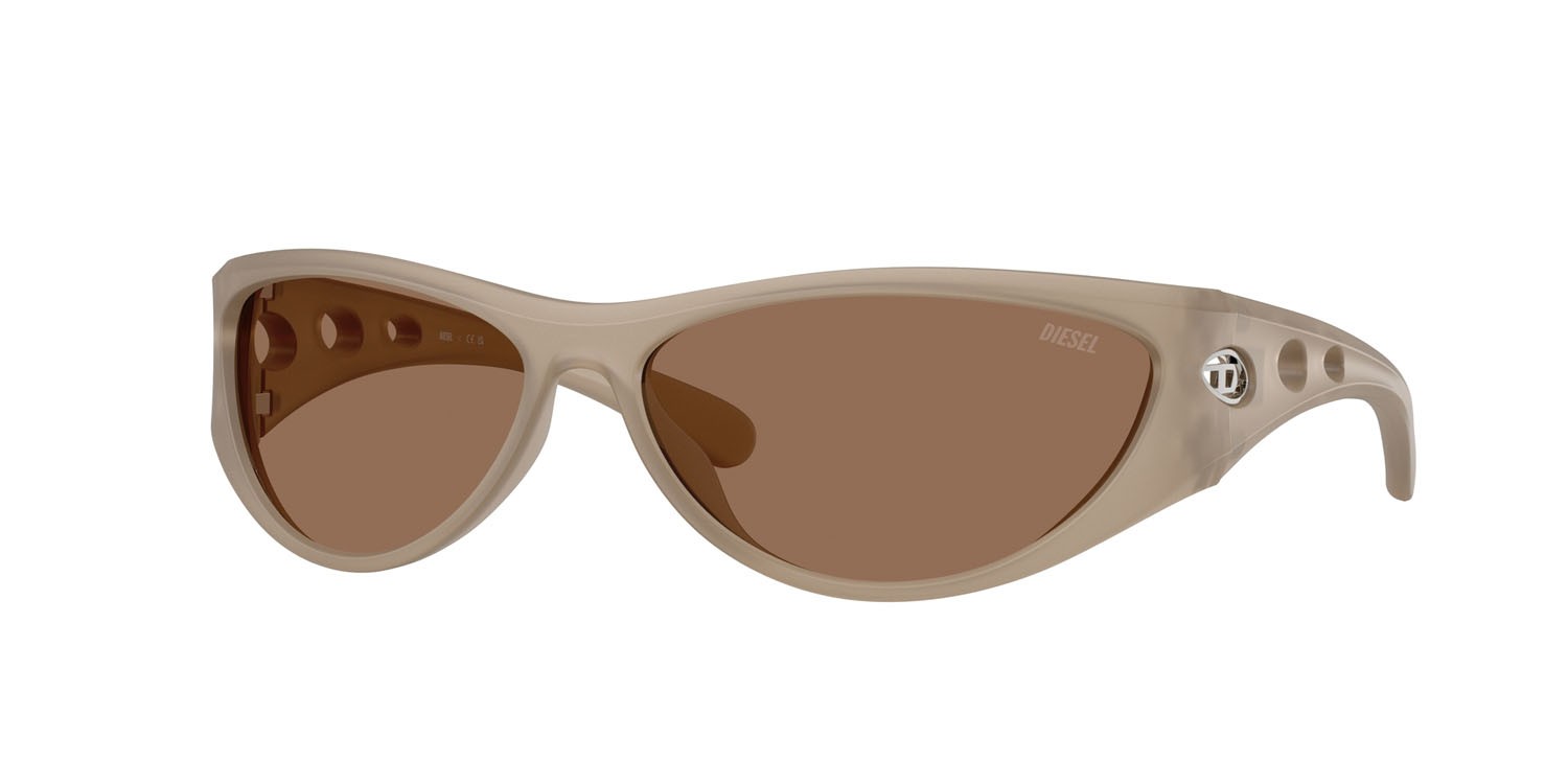 Occhiali da sole Diesel DL 3004U (201273) colore opalescent transparent grey forma cat eye lenti marrone scuro