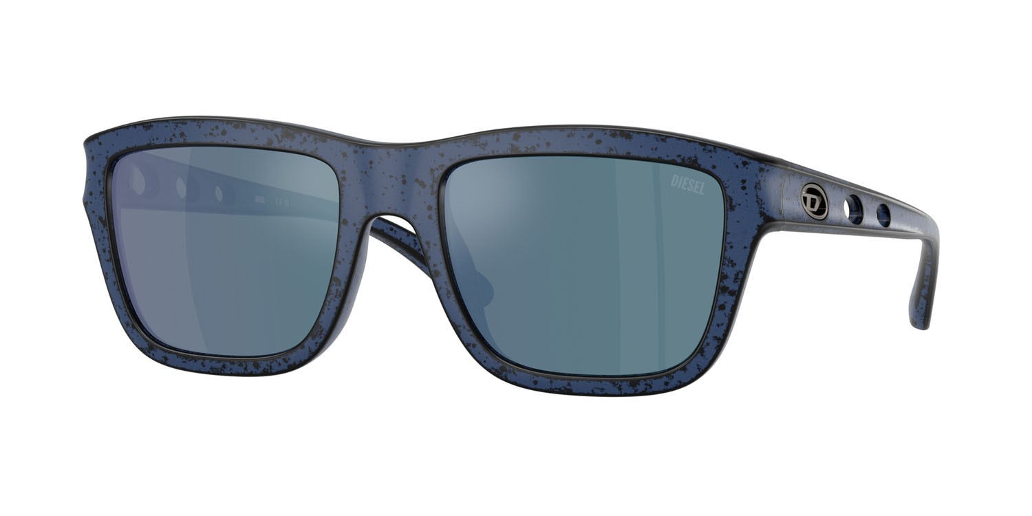 Occhiali da sole Diesel DL 3006U (201425) colore blu bariletto nero forma quadrato lenti blu specchiato