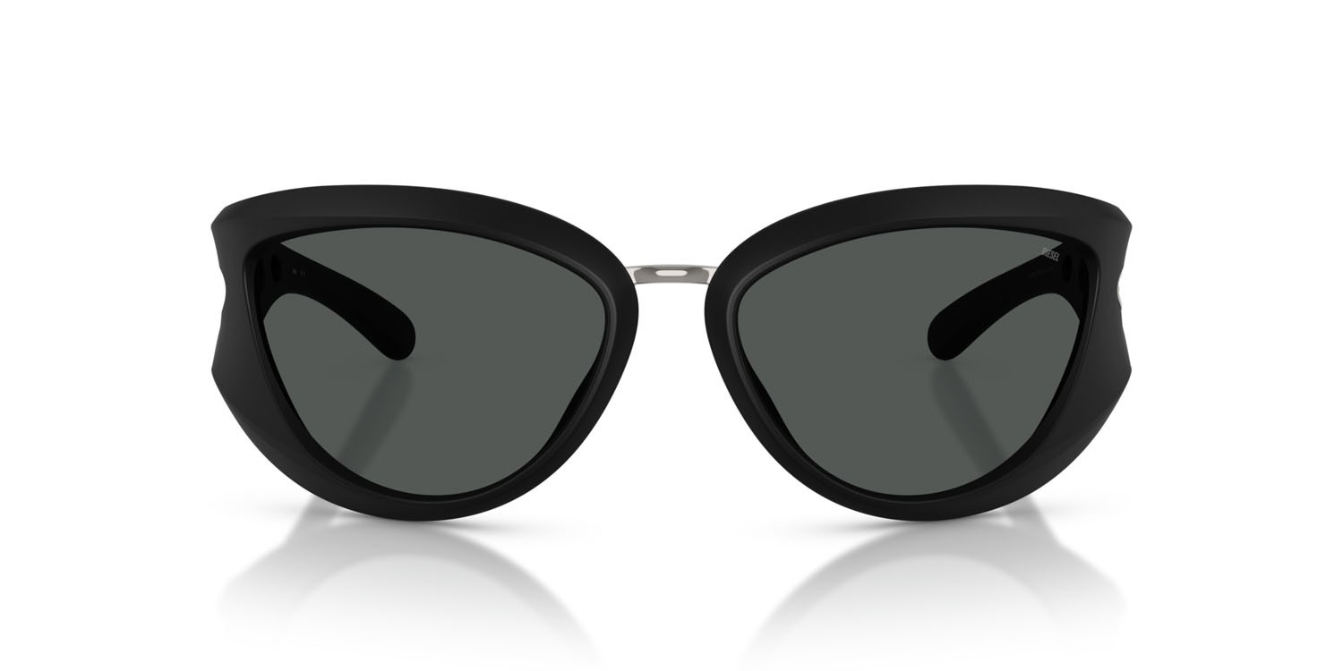 Occhiali da sole Diesel DL 3007U (200287) colore nero opaco forma cat eye lenti grigio scuro