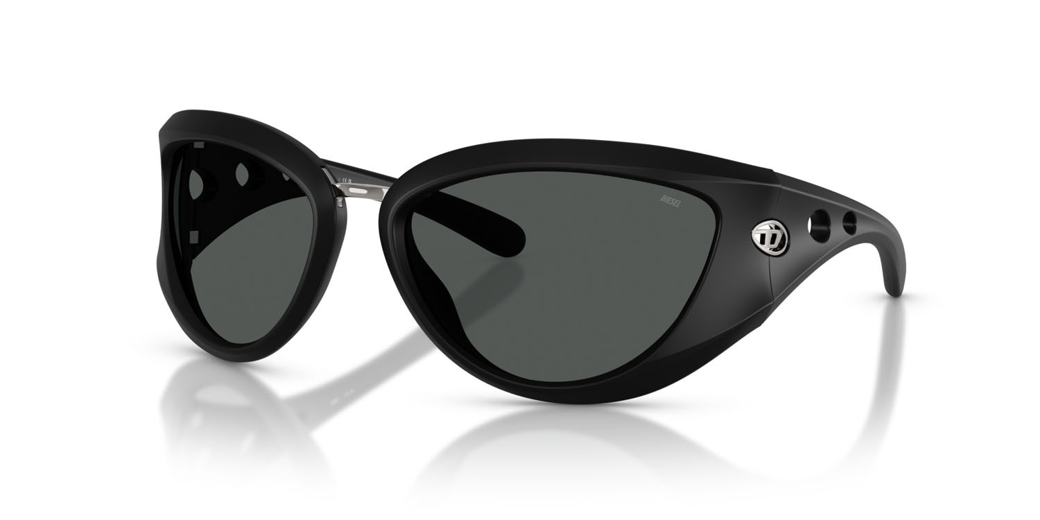 Occhiali da sole Diesel DL 3007U (200287) colore nero opaco forma cat eye lenti grigio scuro