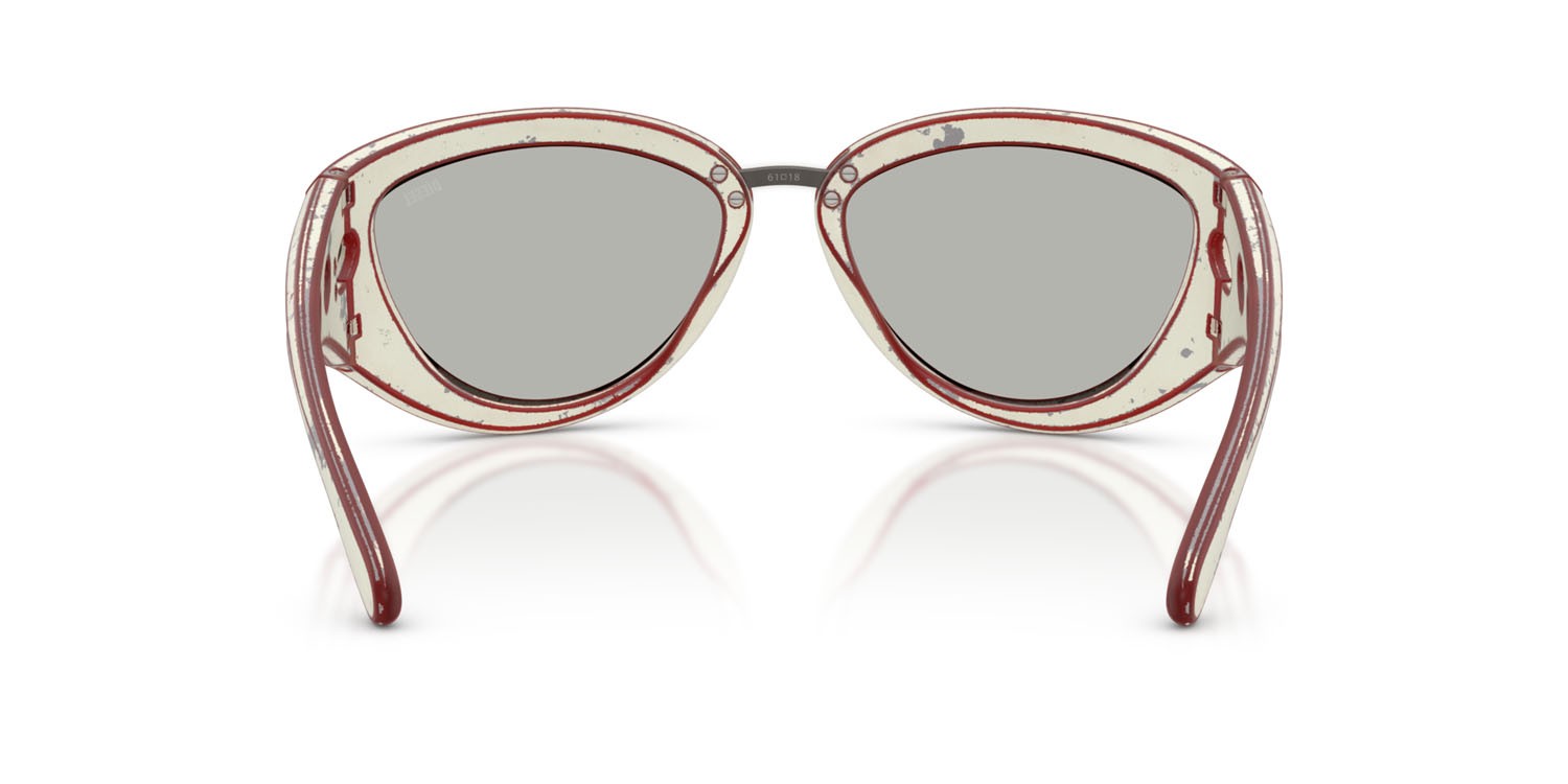 Occhiali da sole Diesel DL 3007U (20108V) colore white brushed red forma cat eye lenti argento a specchio
