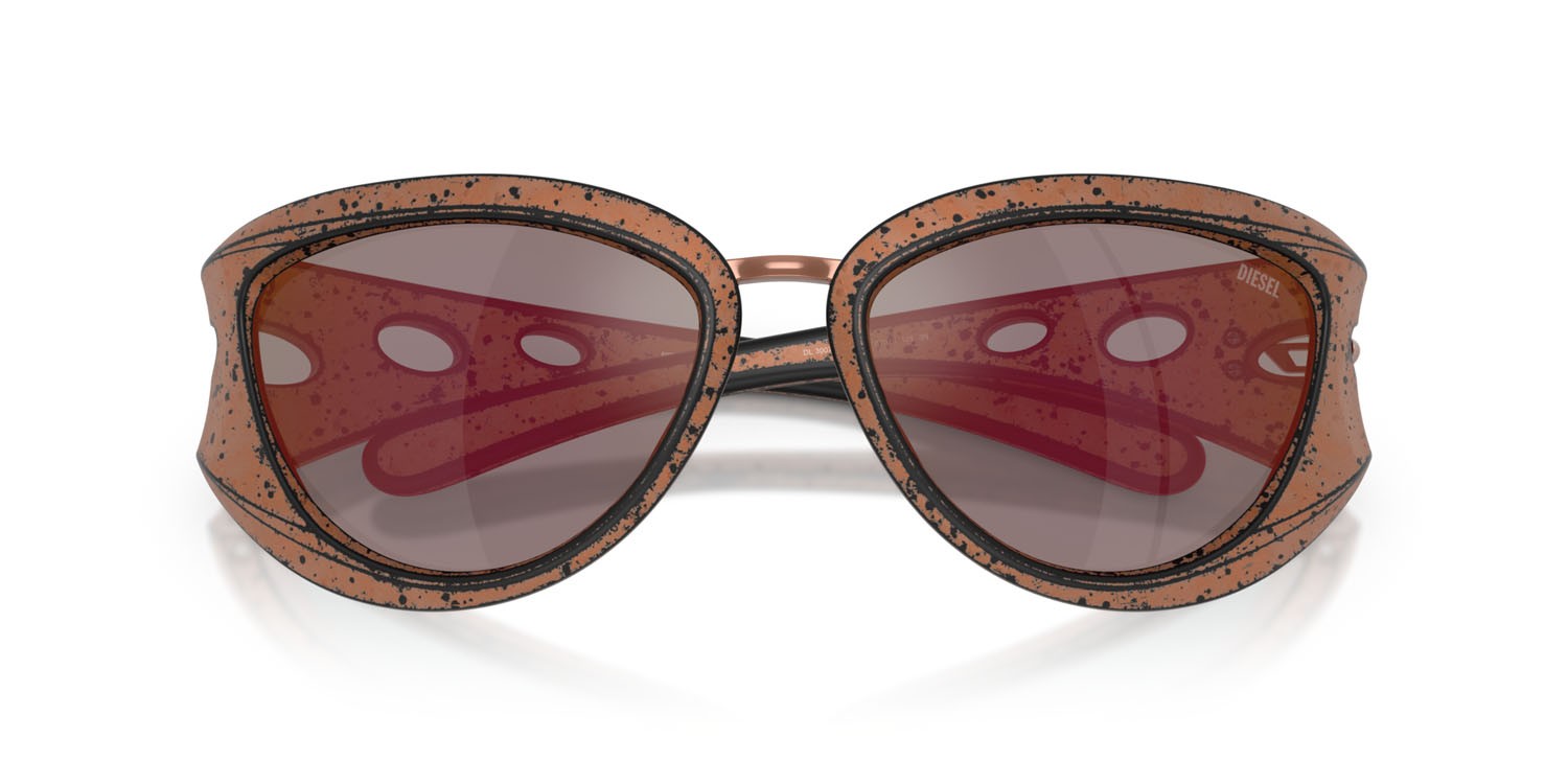 Sunglasses Diesel DL 3007U (20114Z) color bronze brushed black shape cat eye lenses bronzo a specchio