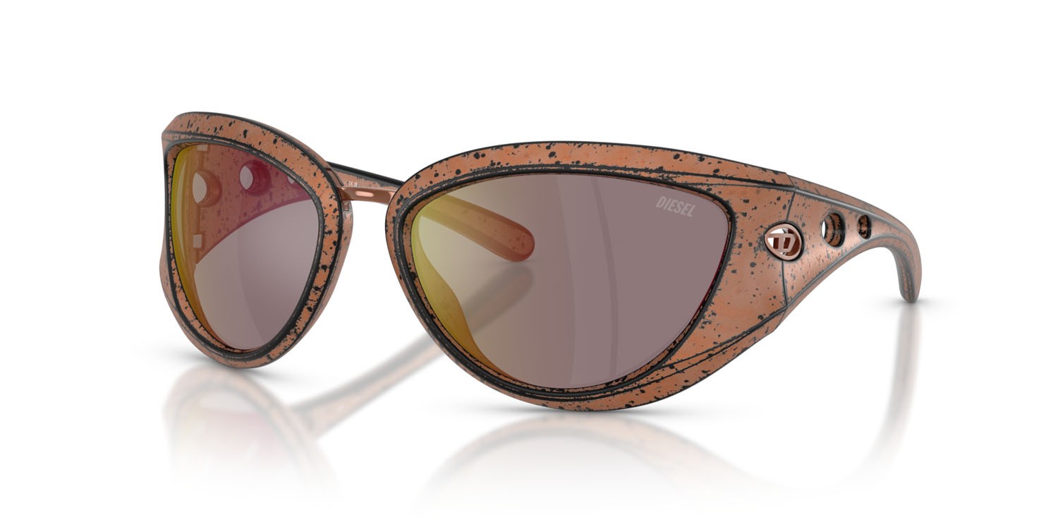Sunglasses Diesel DL 3007U (20114Z) color bronze brushed black shape cat eye lenses bronzo a specchio