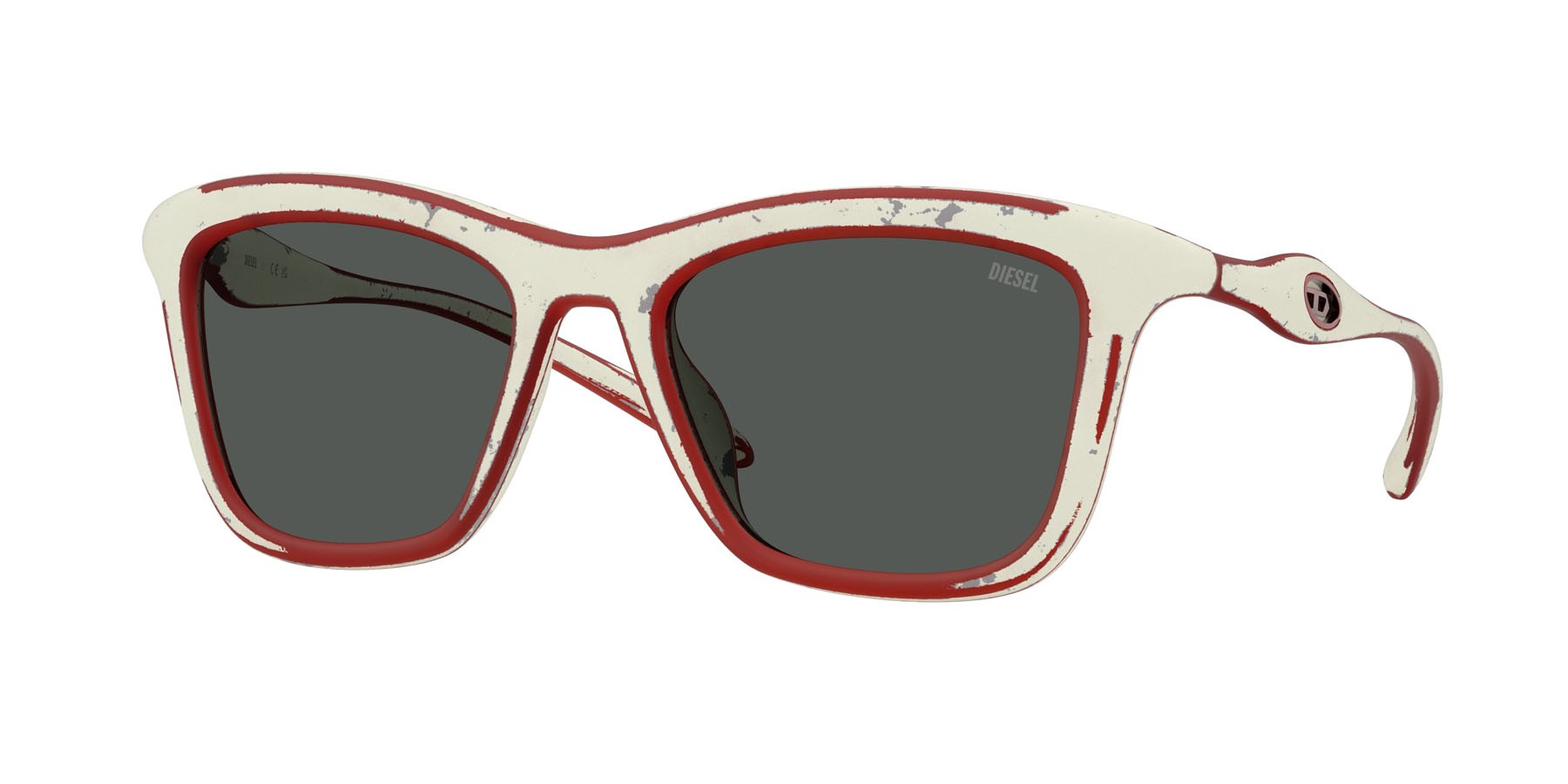 Occhiali da sole Diesel DL 3008U (201087) colore white barrelling red forma quadrato lenti grigio scuro