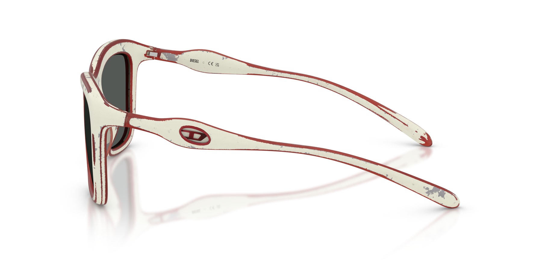 Occhiali da sole Diesel DL 3008U (201087) colore white barrelling red forma quadrato lenti grigio scuro