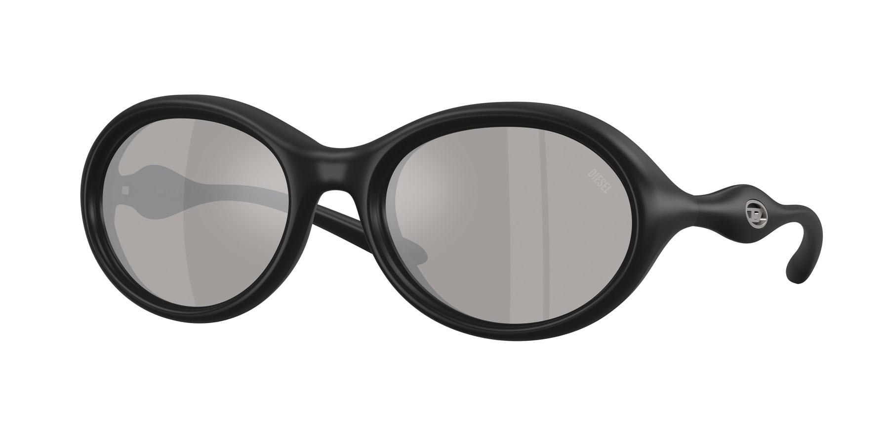 Sunglasses Diesel DL 3009U (20026G) color nero opaco shape oval lenses grigio chiaro specchiato nero