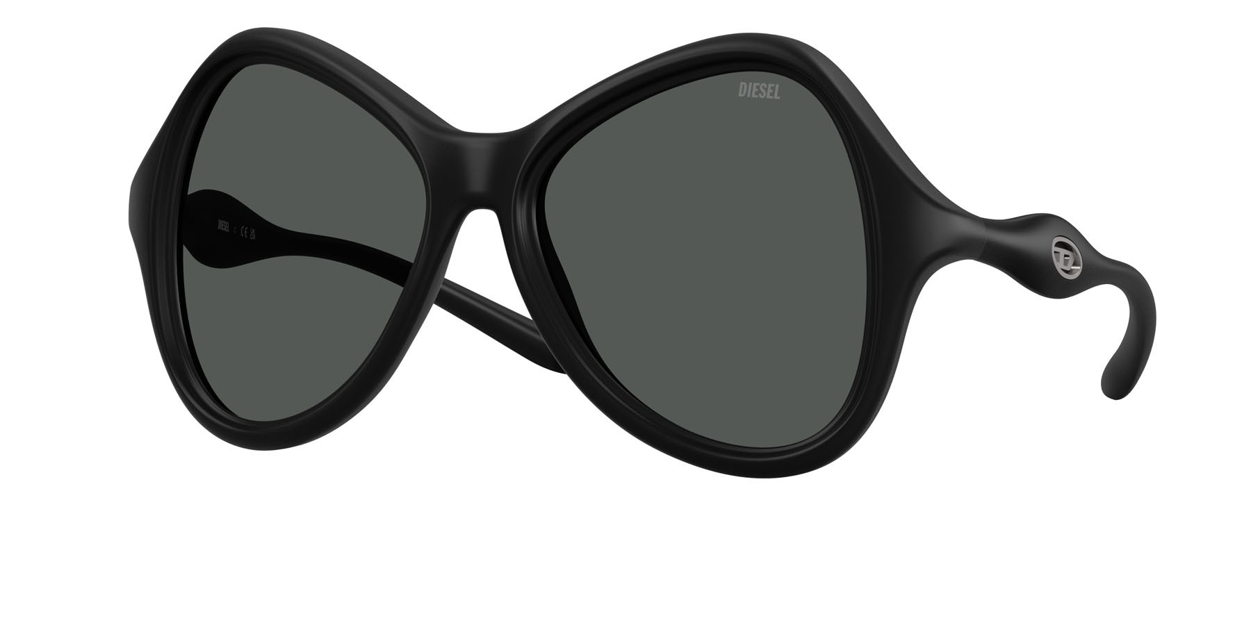 Sunglasses Diesel DL 3010U (200287) color nero opaco shape cat eye lenses grigio scuro