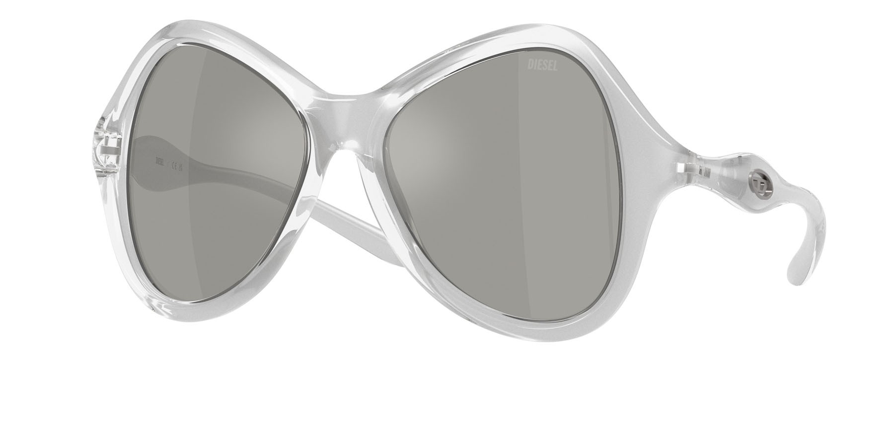 Sunglasses Diesel DL 3010U (20296G) color metallic crystal shape cat eye lenses argento a specchio