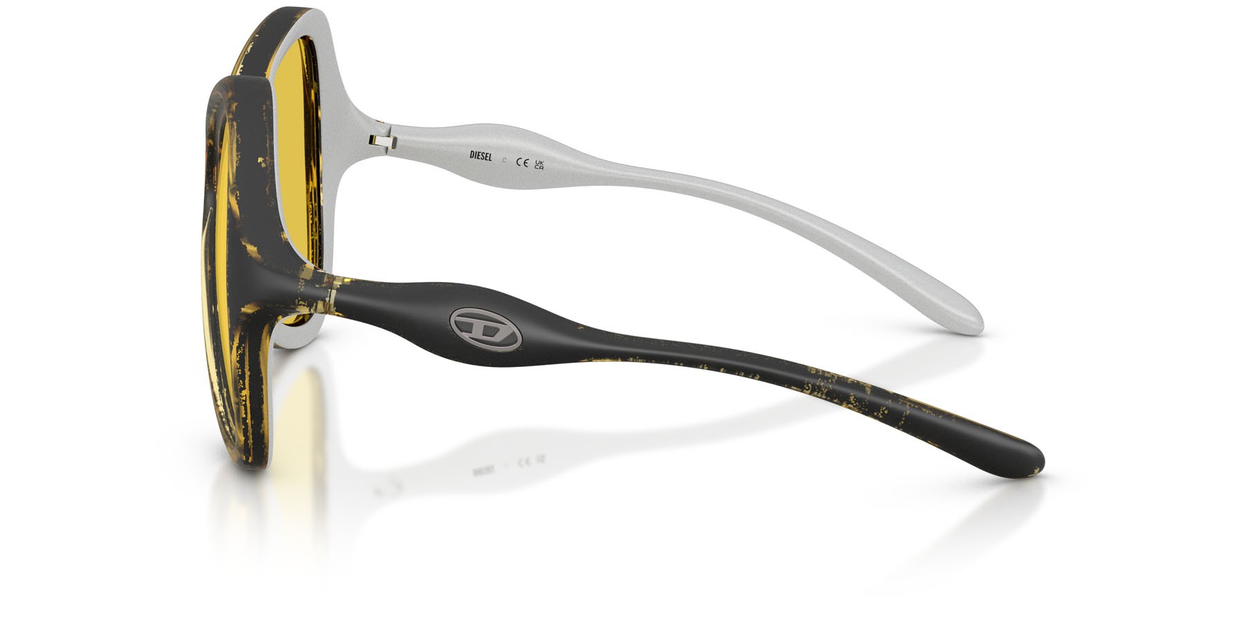 Occhiali da sole Diesel DL 3010U (2030V9) colore yellow metallic forma cat eye lenti giallo a specchio