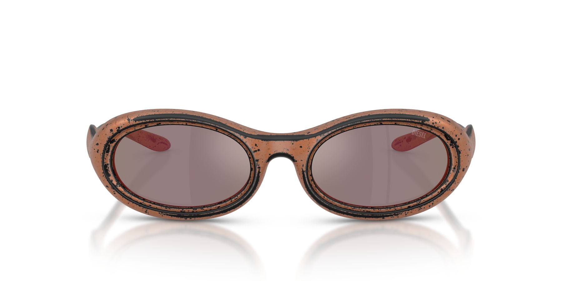 Occhiali da sole Diesel DL 3011U (20114Z) colore bronzo/nero forma ovale lenti rose gold grigio specchiato