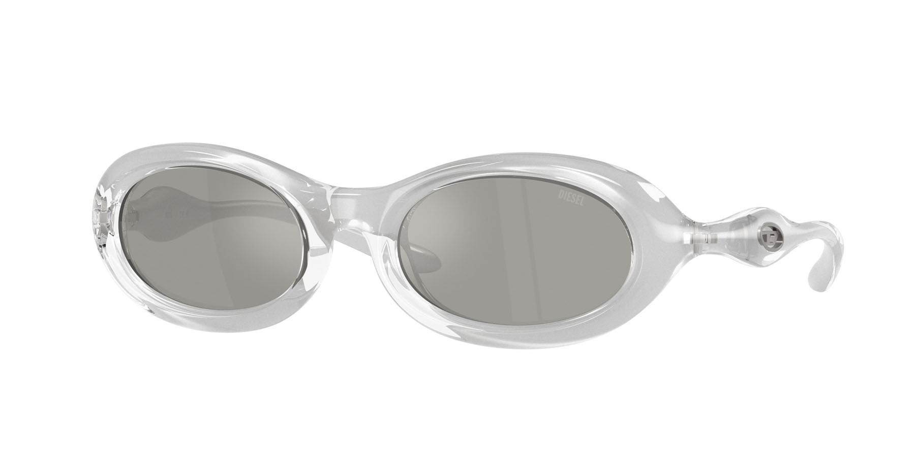 Sunglasses Diesel DL 3011U (20296G) color metallic crystal shape oval lenses grigio chiaro specchiato argento