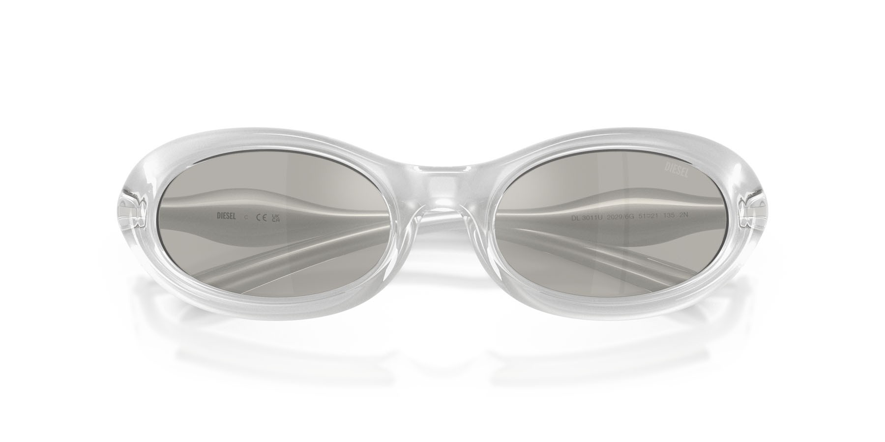 Sunglasses Diesel DL 3011U (20296G) color metallic crystal shape oval lenses grigio chiaro specchiato argento