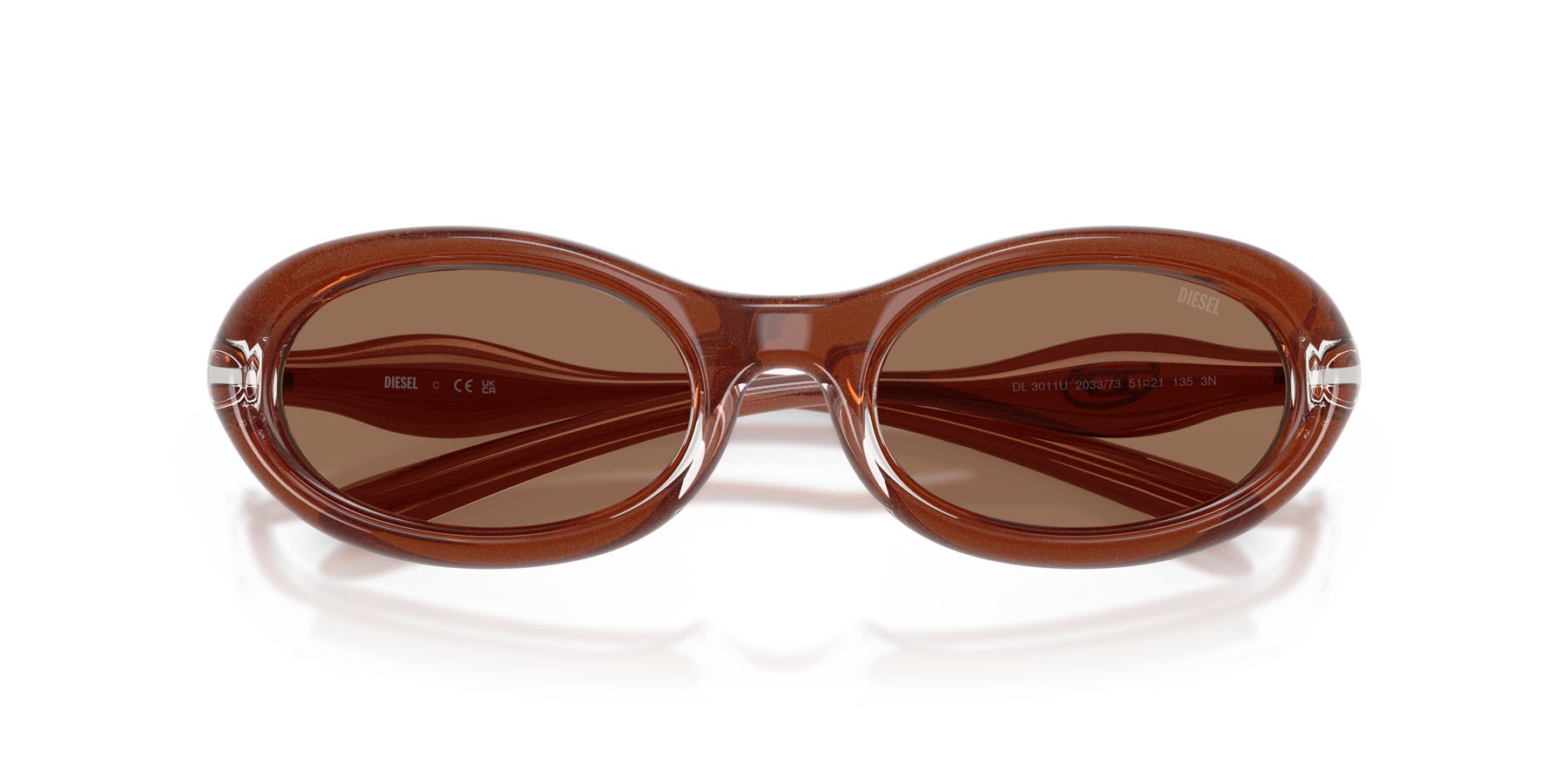 Sunglasses Diesel DL 3011U (203373) color cristallo/marrone vernice shape oval lenses marrone scuro