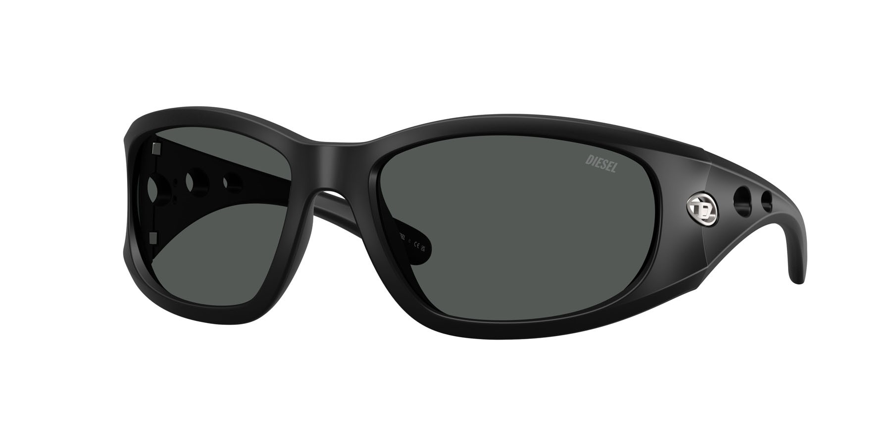 Sunglasses Diesel DL 3012U (200287) color nero opaco shape rectangle lenses grigio scuro