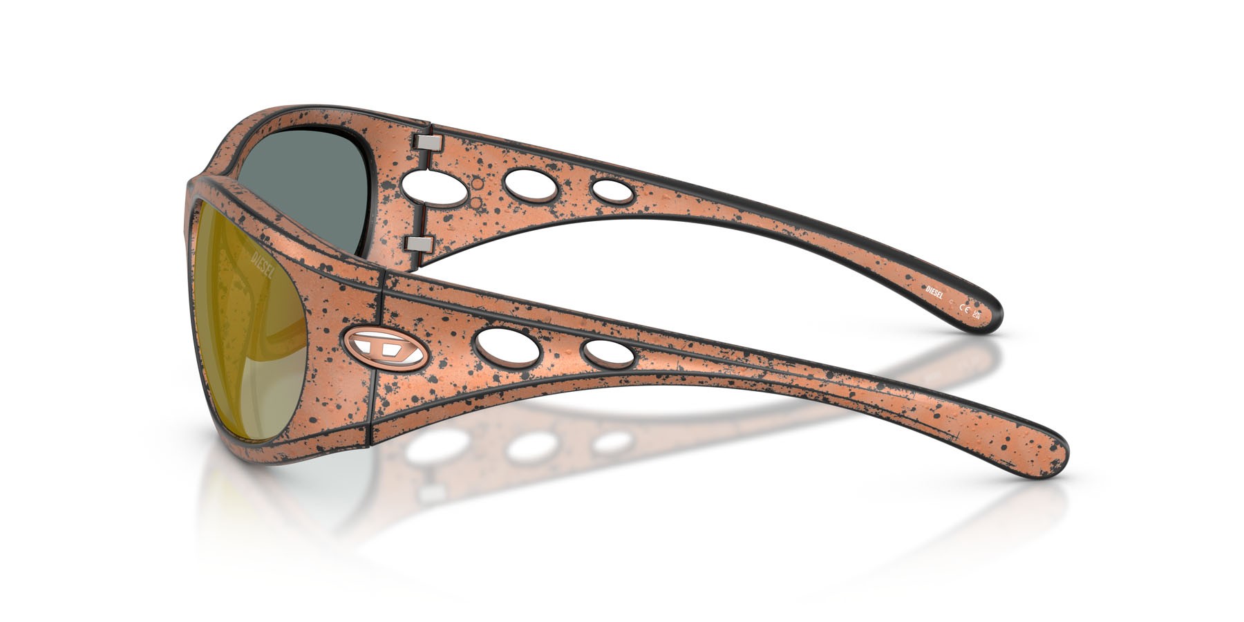 Occhiali da sole Diesel DL 3012U (20114Z) colore bronzo/nero forma rettangolare lenti rose gold grigio specchiato