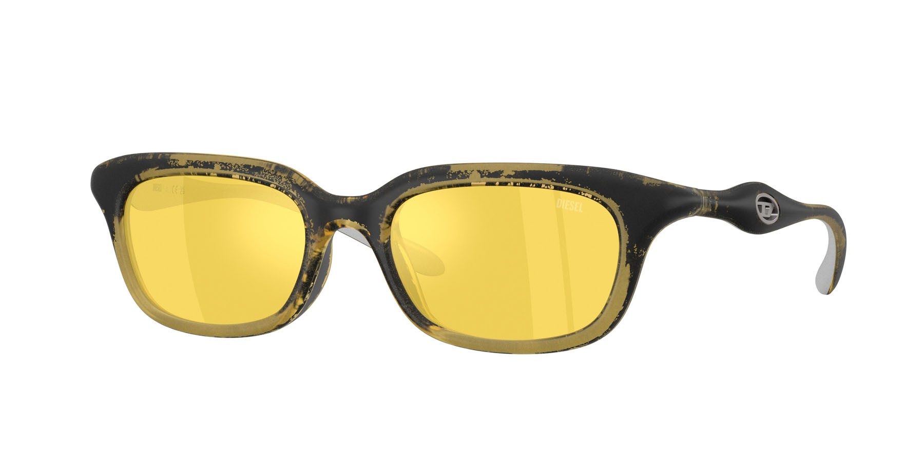 Occhiali da sole Diesel DL 3013U (2030V9) colore yellow metallic forma quadrato lenti giallo a specchio