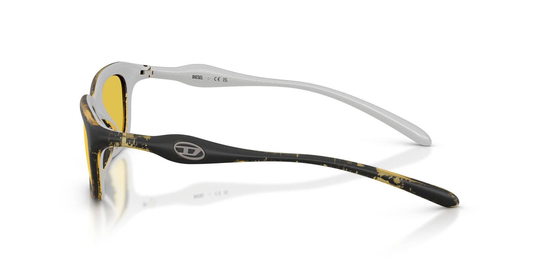 Occhiali da sole Diesel DL 3013U (2030V9) colore yellow metallic forma quadrato lenti giallo a specchio