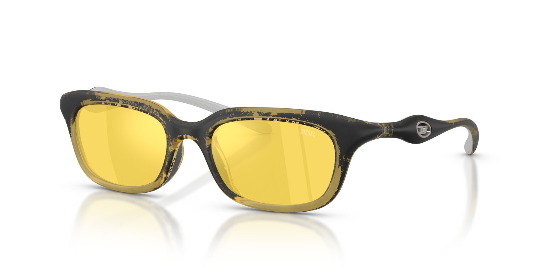 Occhiali da sole Diesel DL 3013U (2030V9) colore yellow metallic forma quadrato lenti giallo a specchio
