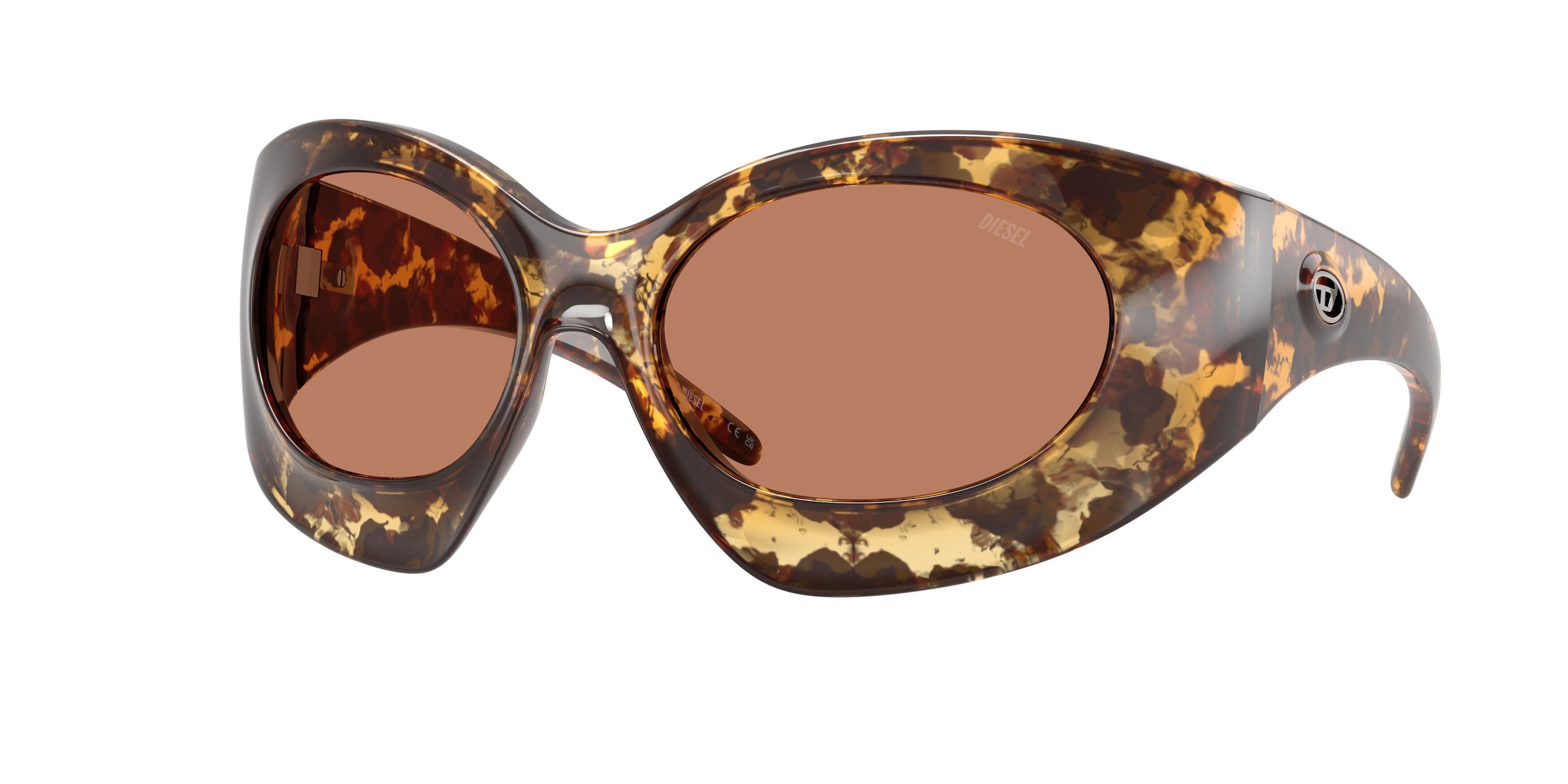 Sunglasses Diesel DL 3014U (201373) color havana giallo shape cat eye lenses marrone chiaro