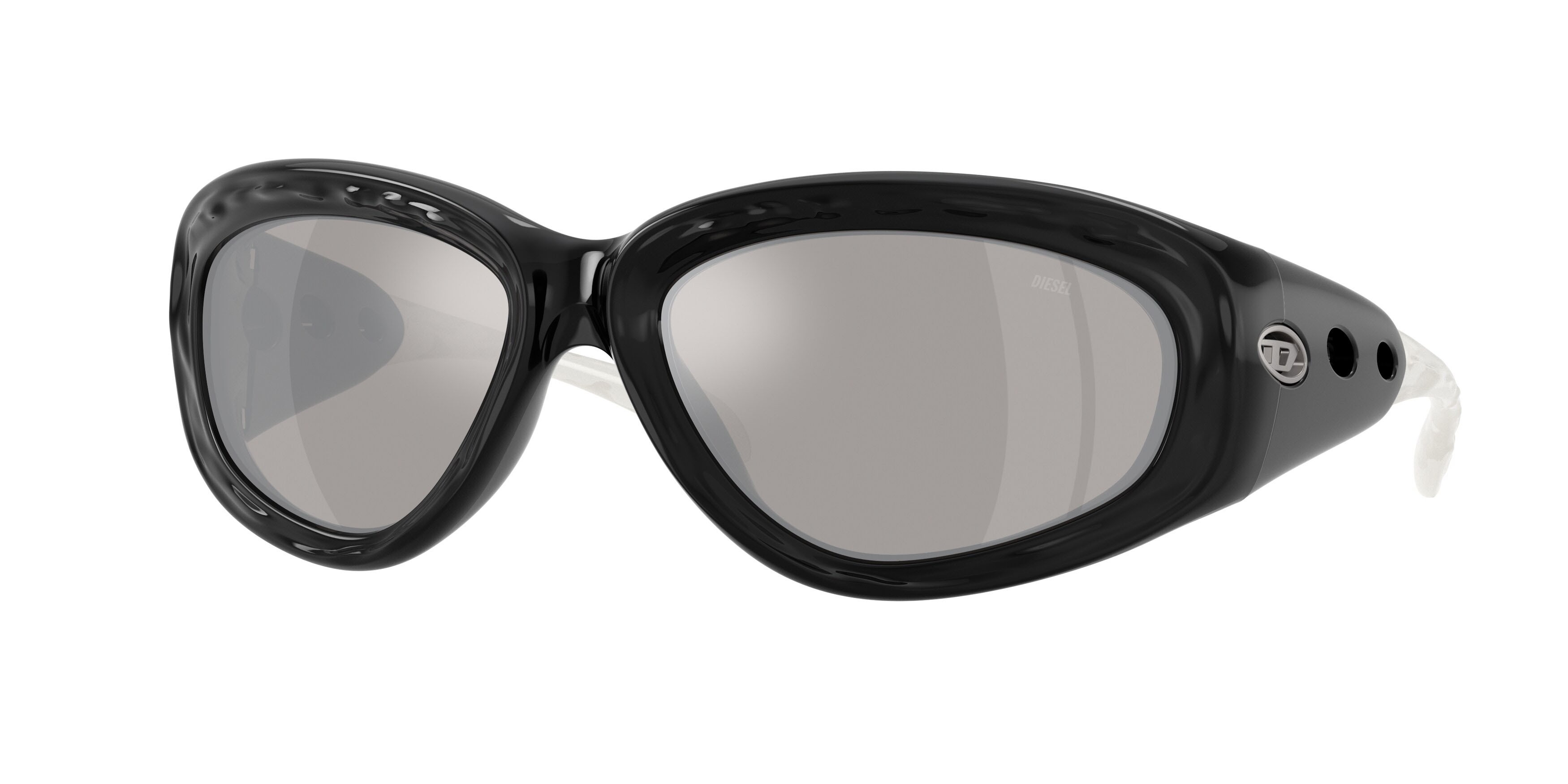 Sunglasses Diesel DL 3015U (20016G) color crystal/nero shape square lenses grigio chiaro specchiato argento