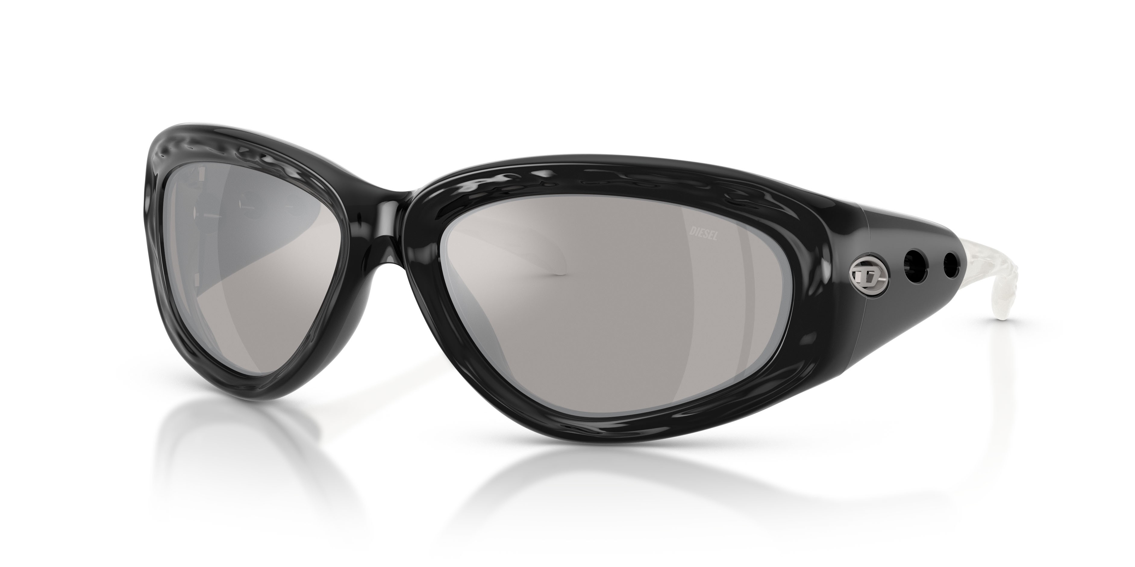 Sunglasses Diesel DL 3015U (20016G) color crystal/nero shape square lenses grigio chiaro specchiato argento