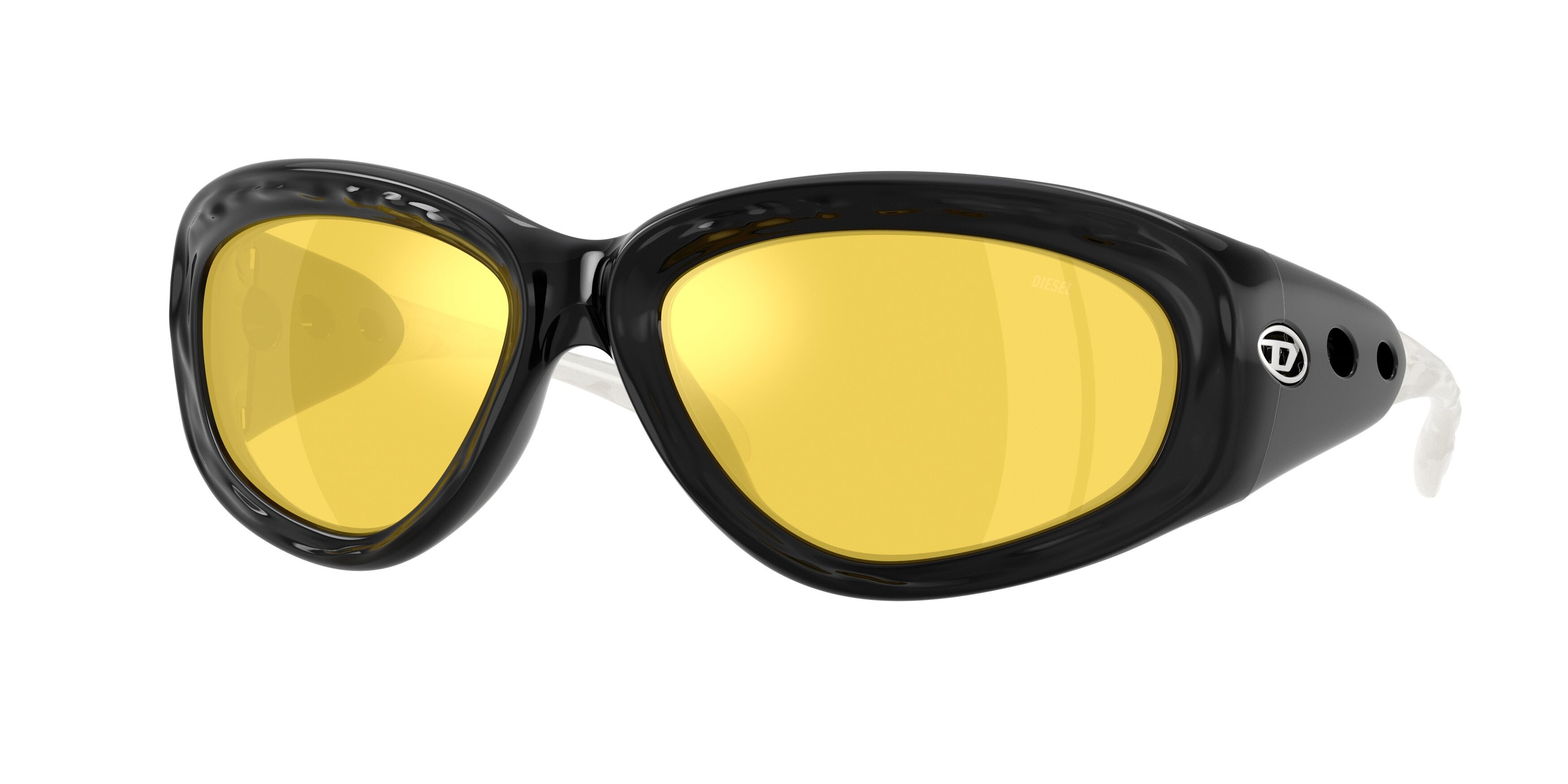 Occhiali da sole Diesel DL 3015U (2001V9) colore crystal/nero forma quadrato lenti yellow mirror internal silver