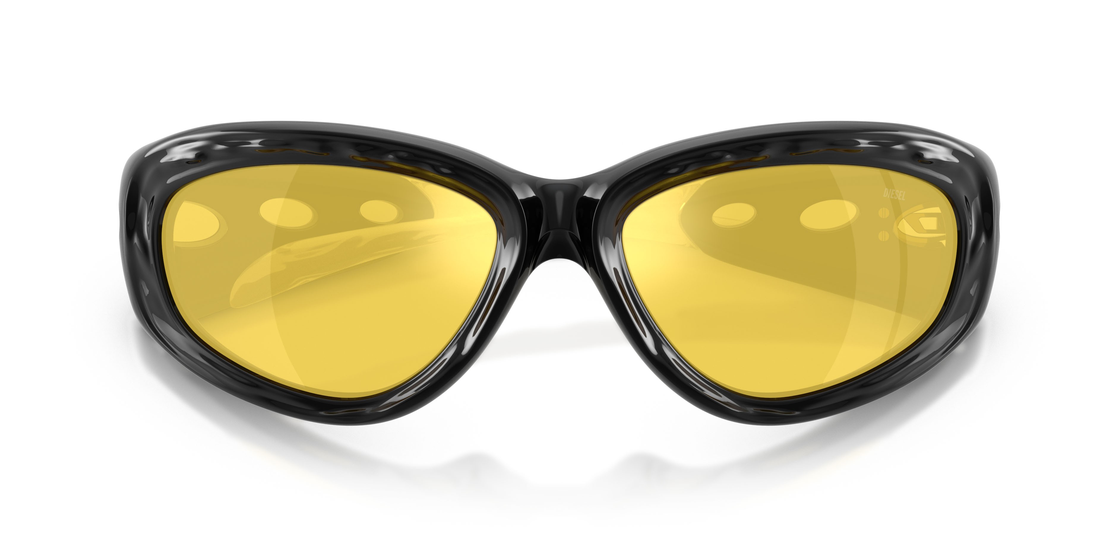 Occhiali da sole Diesel DL 3015U (2001V9) colore crystal/nero forma quadrato lenti yellow mirror internal silver