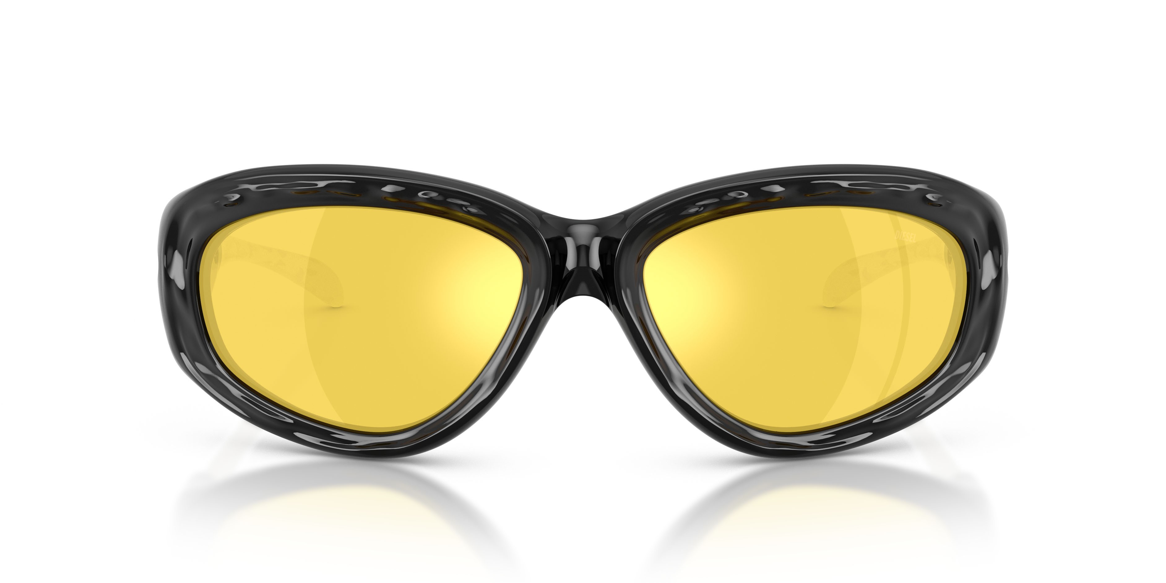 Occhiali da sole Diesel DL 3015U (2001V9) colore crystal/nero forma quadrato lenti yellow mirror internal silver